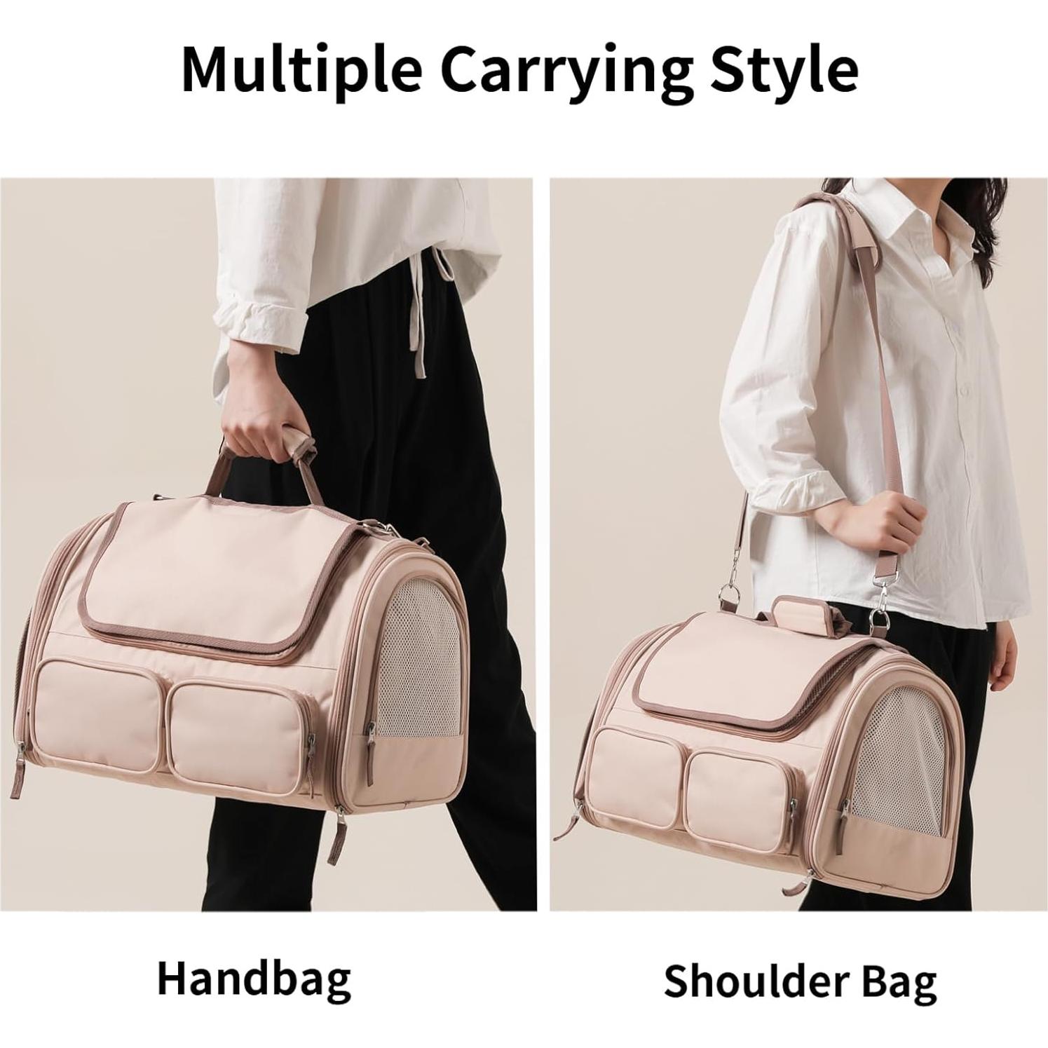 Transportín FUKUMARU Rosa para Gatos y Perros Pequeños