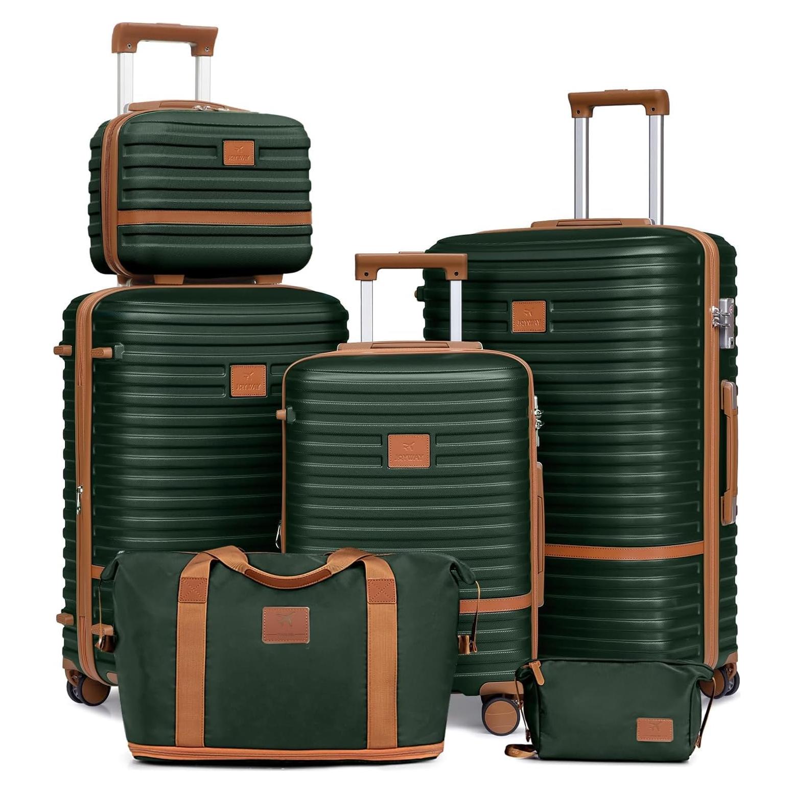 Juego de Equipaje Joyway 5 Piezas 20/24/28 Pulgadas Verde Marrón