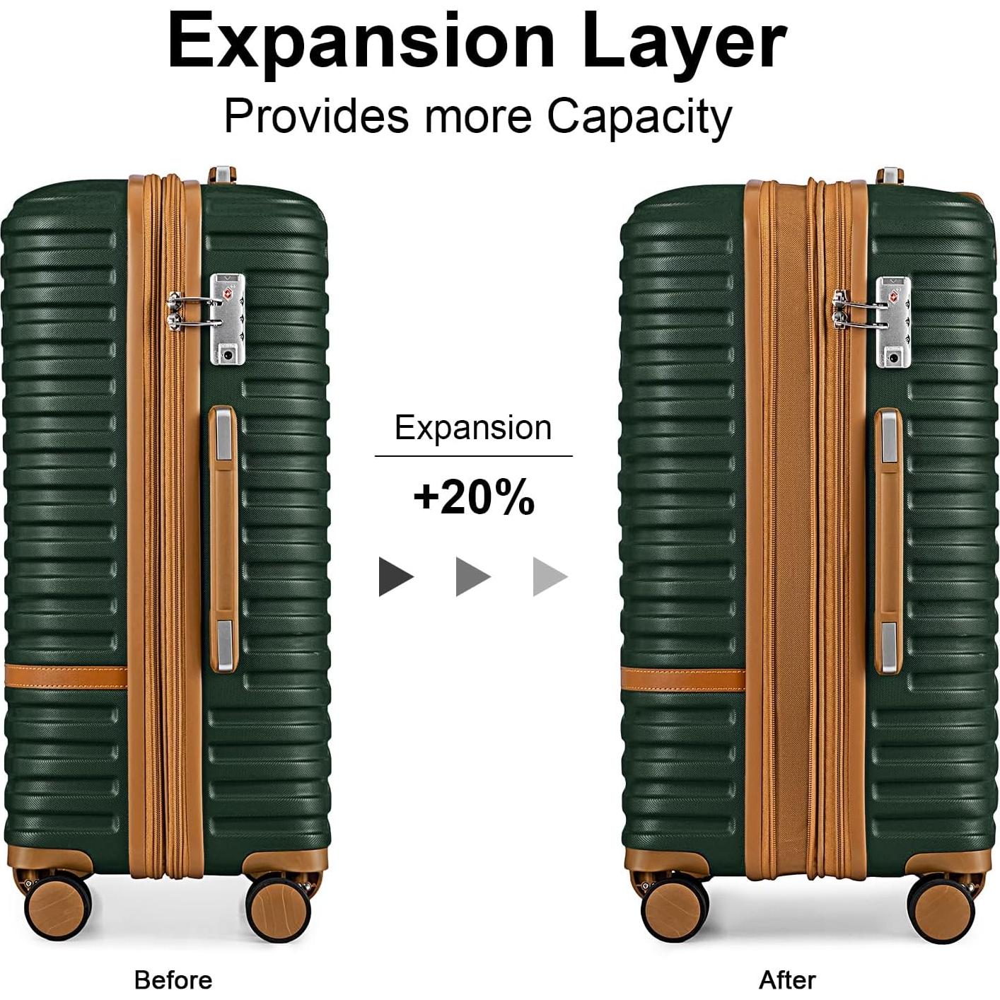 Juego de Equipaje Joyway 5 Piezas 20/24/28 Pulgadas Verde Marrón