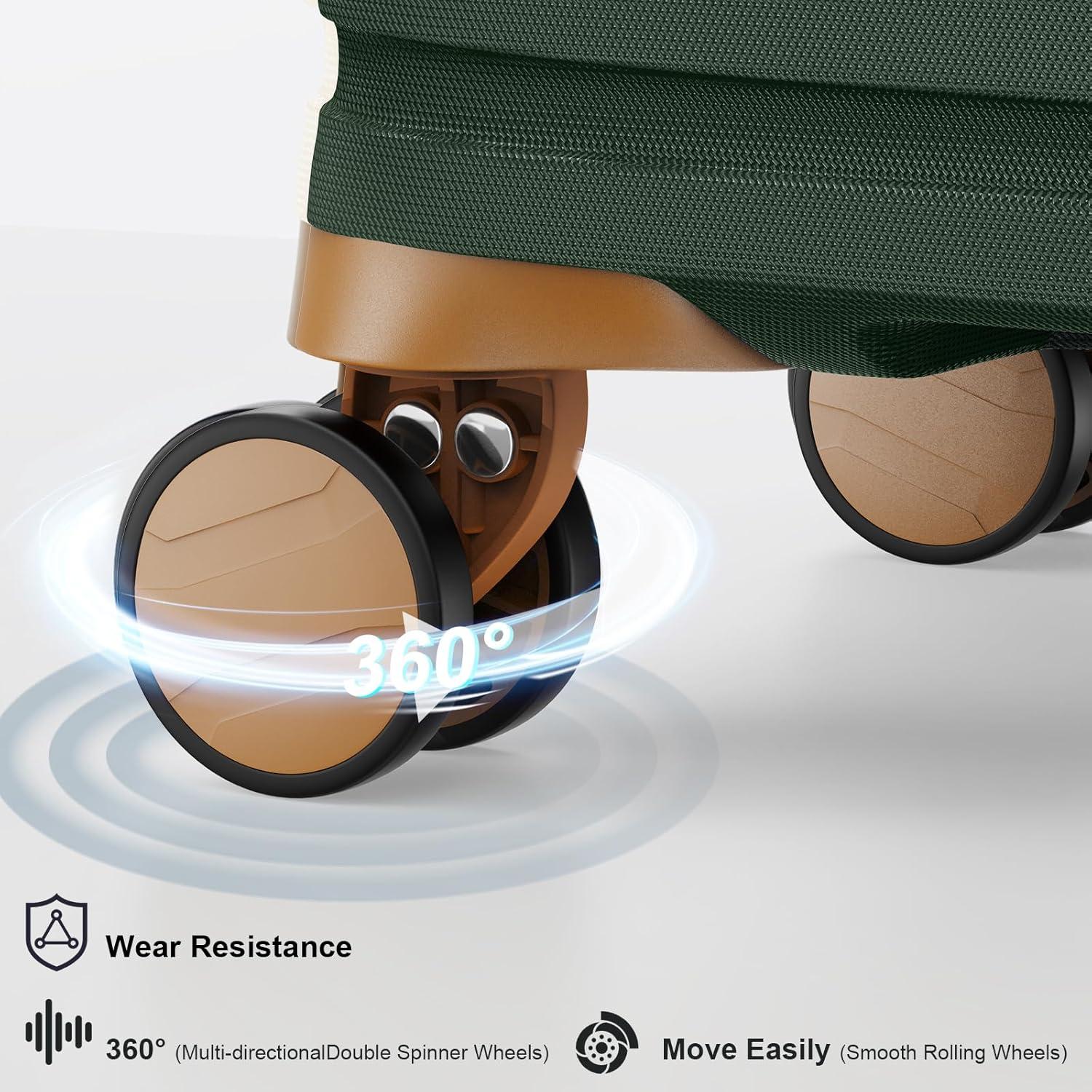 Juego de Equipaje Joyway 5 Piezas 20/24/28 Pulgadas Verde Marrón