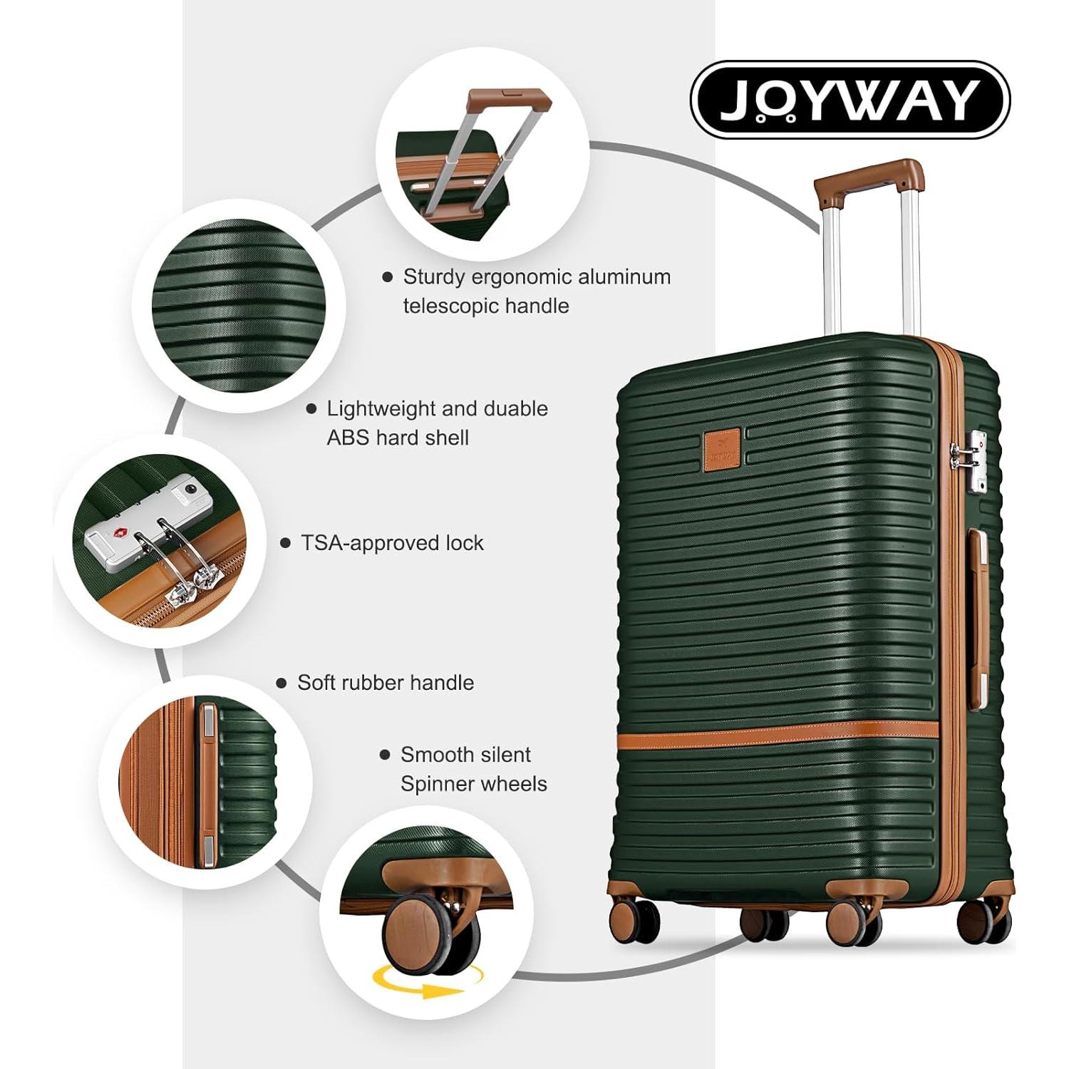 Juego de Equipaje Joyway 5 Piezas 20/24/28 Pulgadas Verde Marrón