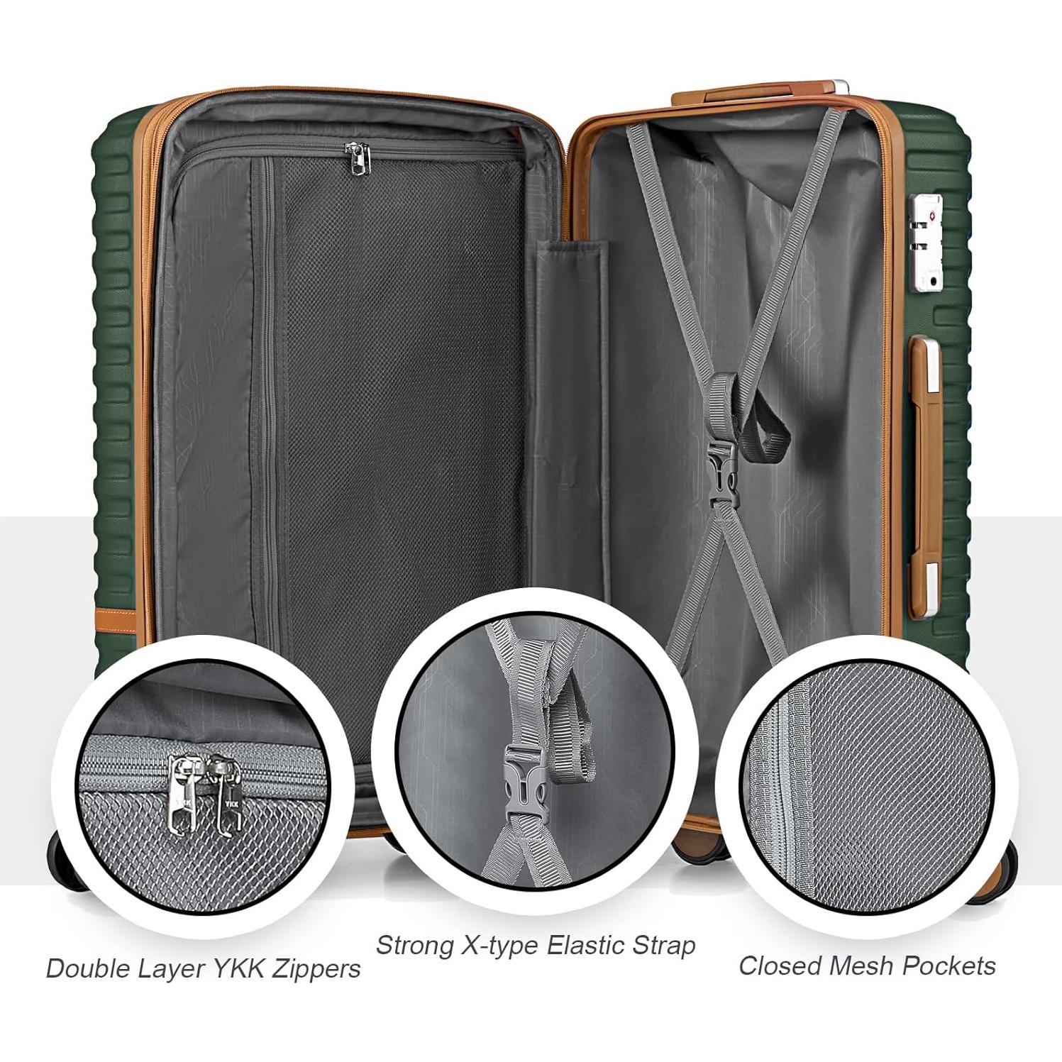 Juego de Equipaje Joyway 5 Piezas 20/24/28 Pulgadas Verde Marrón