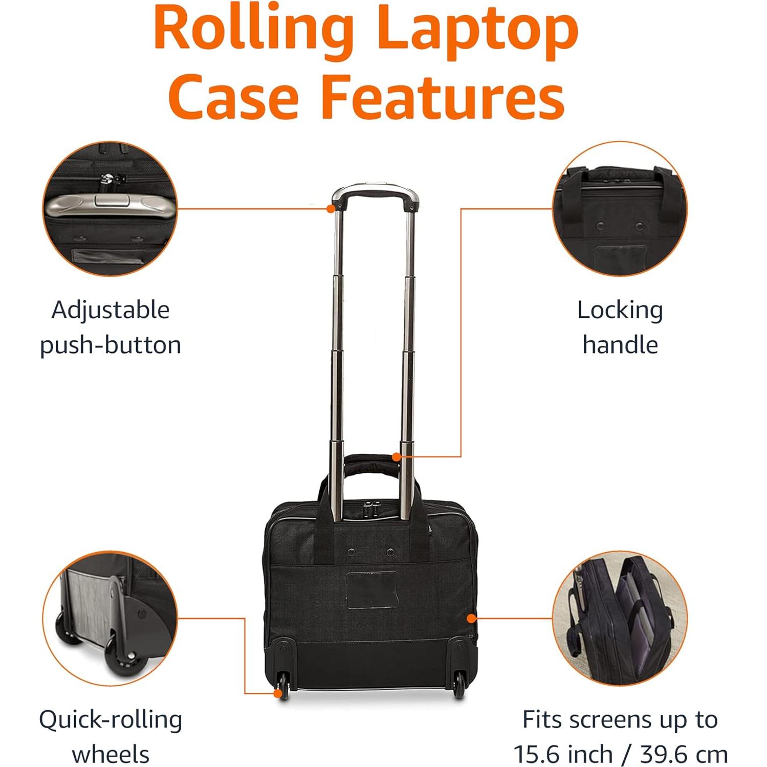 Funda para portátil con ruedas Amazon Basics 15.6" Negra