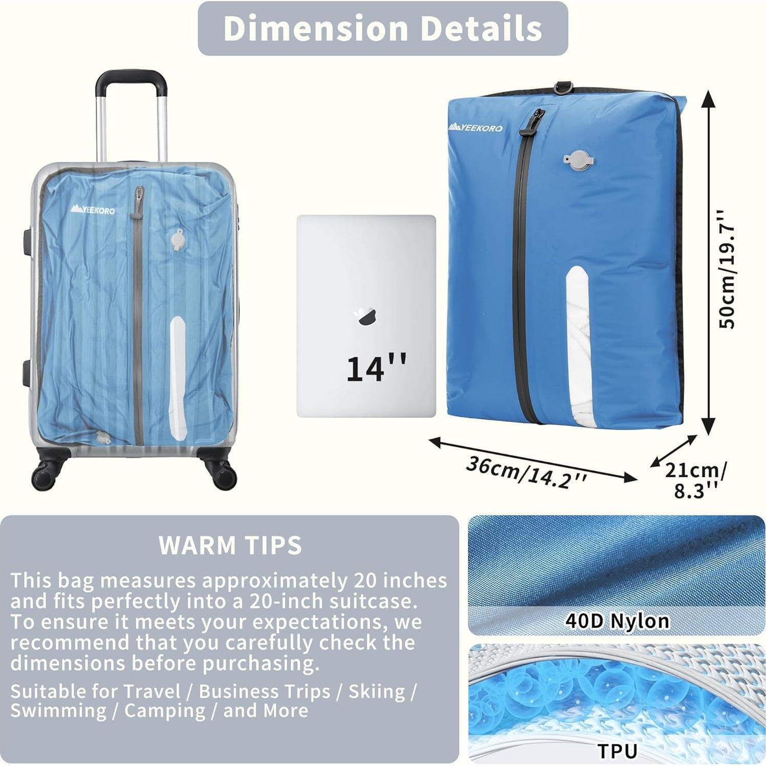 Bolsa de Vacío YEEKORO 2 PC Azul Impermeable Ahorra Espacio