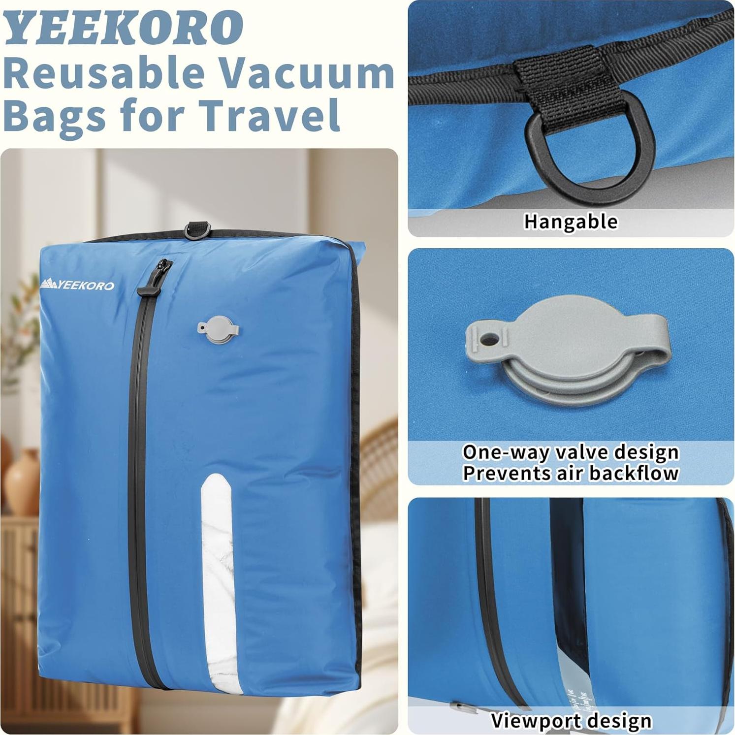 Bolsa de Vacío YEEKORO 2 PC Azul Impermeable Ahorra Espacio