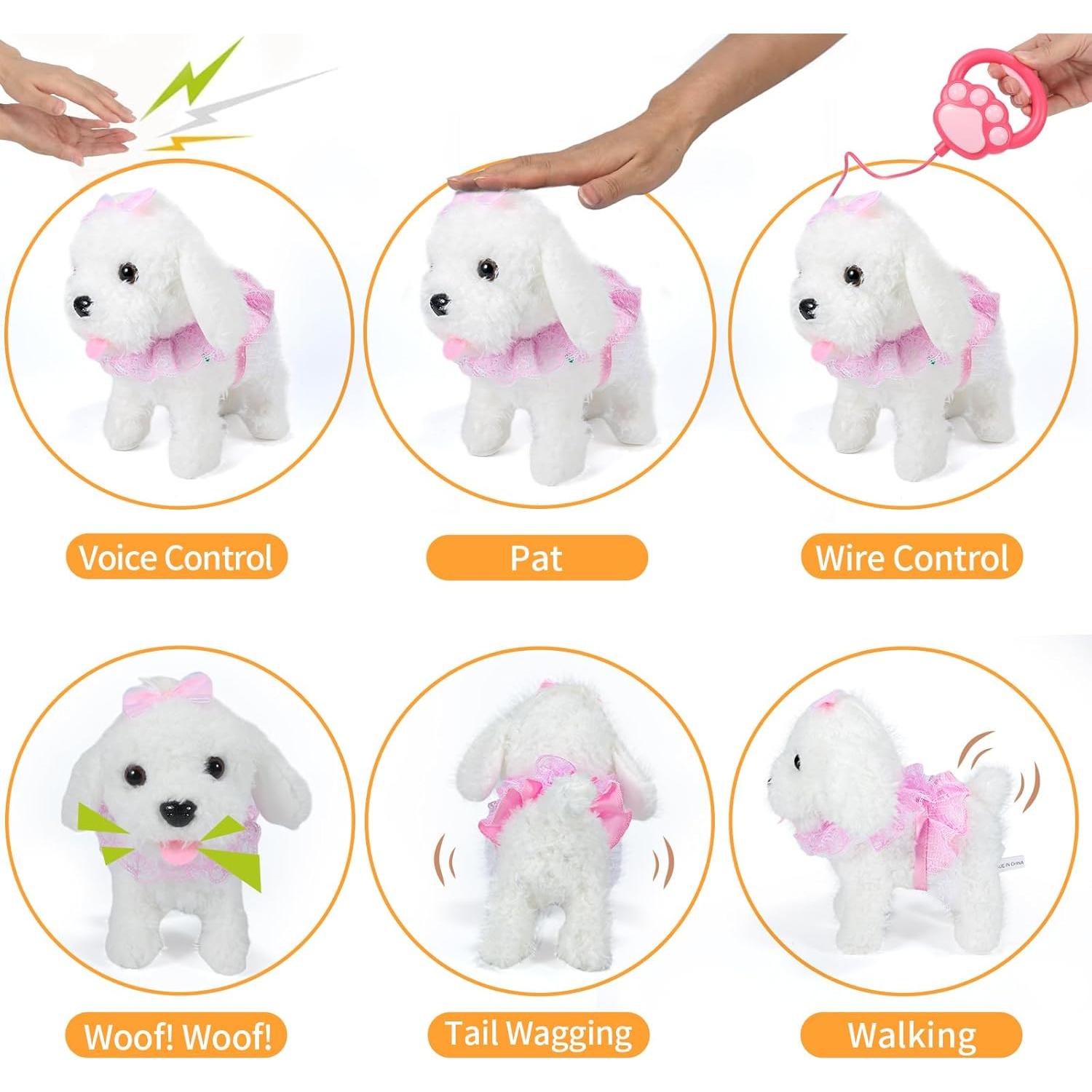 Perro Robot GOBRILLFUN Blanco Juguete Interactivo 23x14x23cm