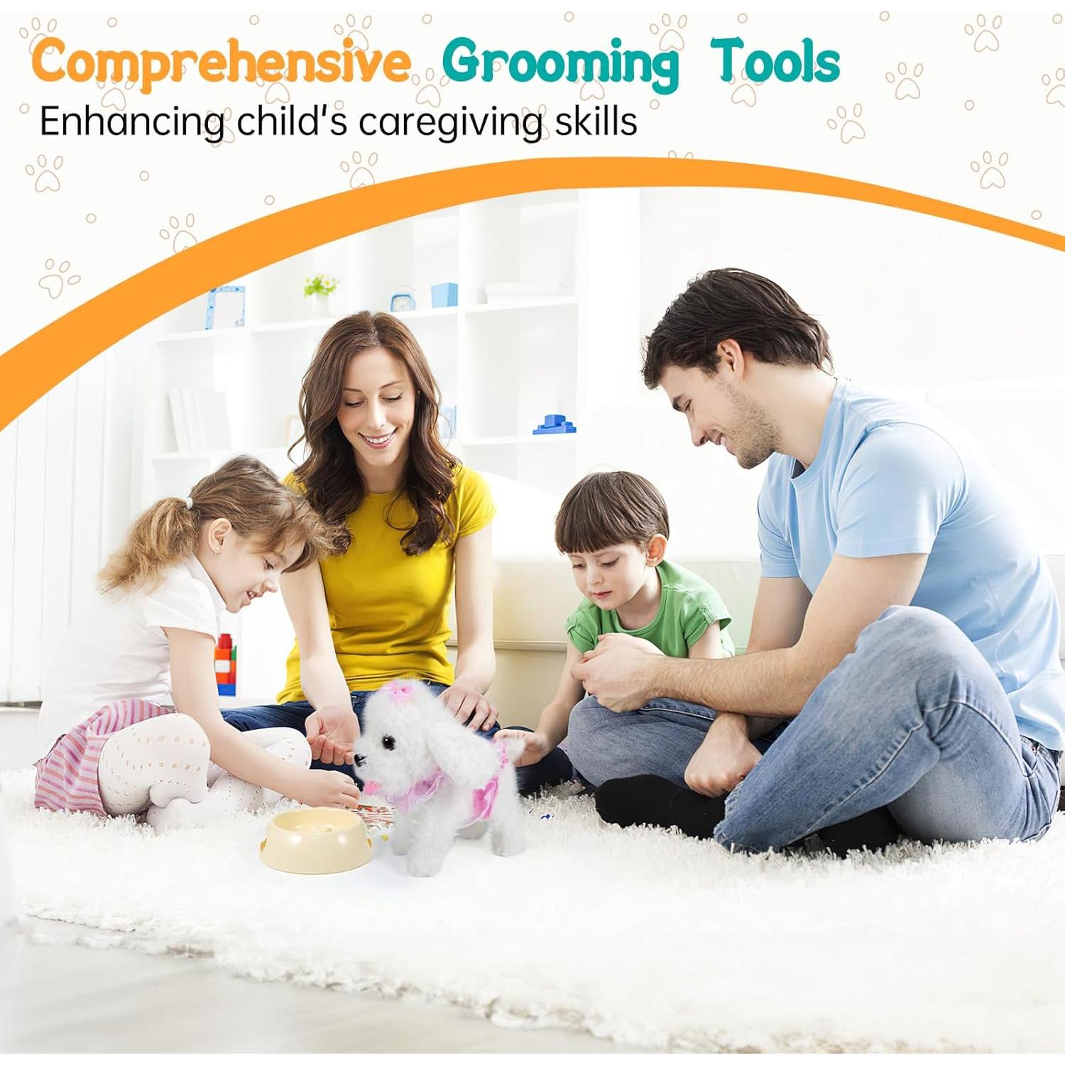 Perro Robot GOBRILLFUN Blanco Juguete Interactivo 23x14x23cm