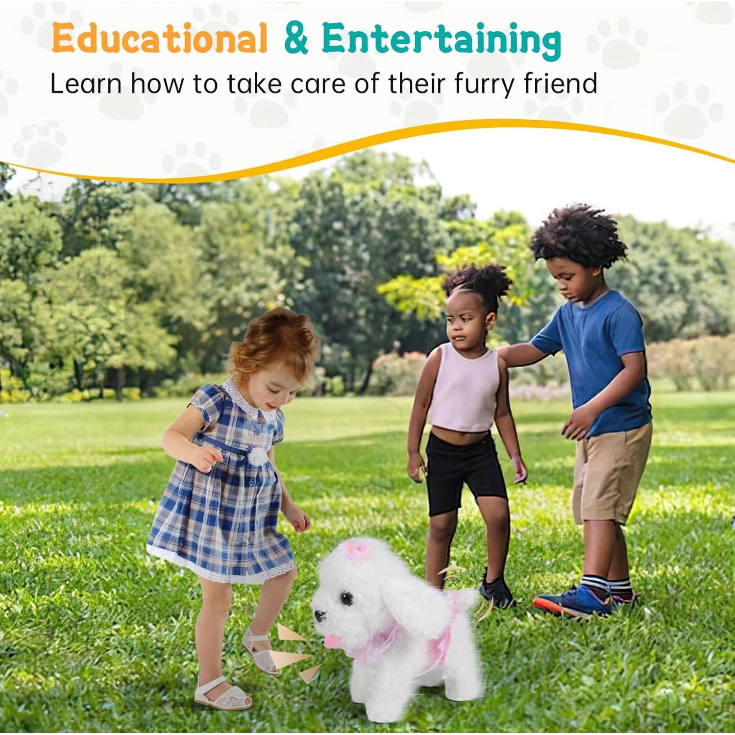 Perro Robot GOBRILLFUN Blanco Juguete Interactivo 23x14x23cm