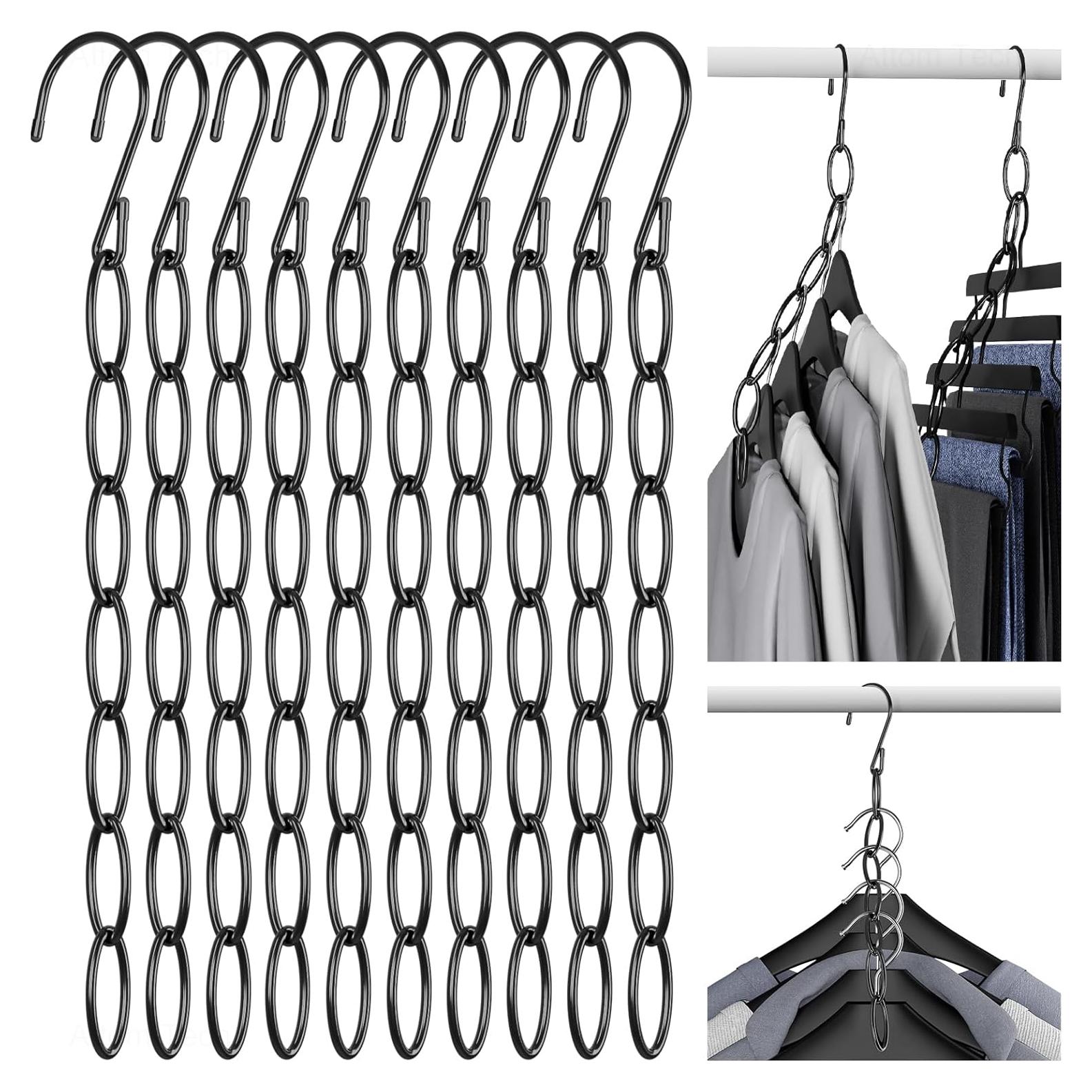 Perchas de Cadena NiHome 10-Pack Metal Negro Ahorra Espacio