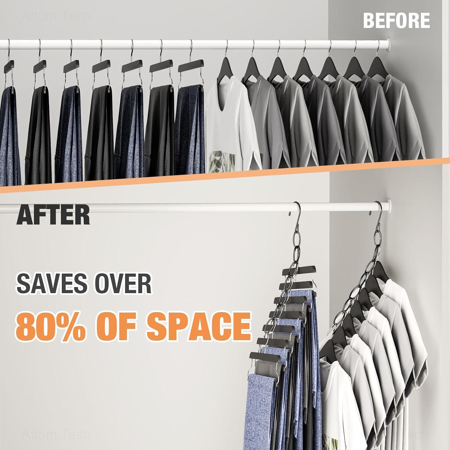 Perchas de Cadena NiHome 10-Pack Metal Negro Ahorra Espacio