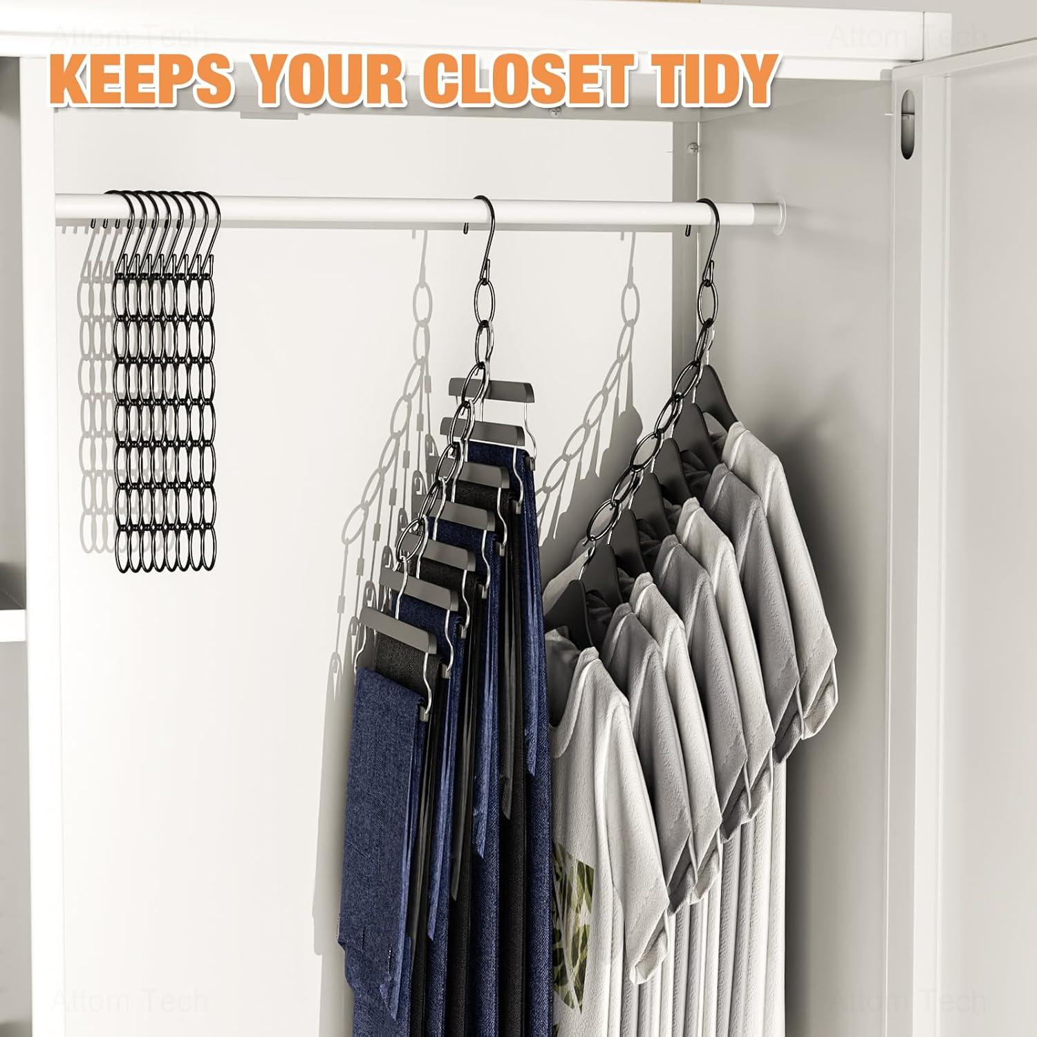 Perchas de Cadena NiHome 10-Pack Metal Negro Ahorra Espacio