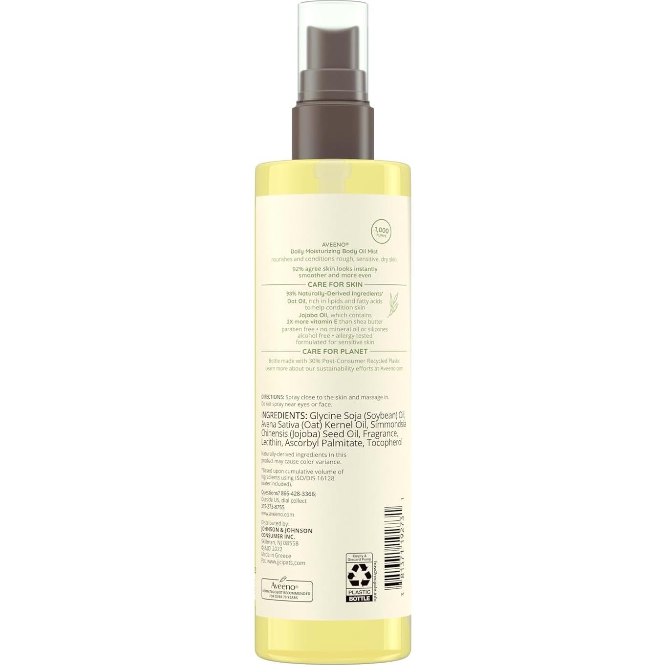 Aceite Corporal Hidratante Aveeno 200 ml con Avena y Jojoba