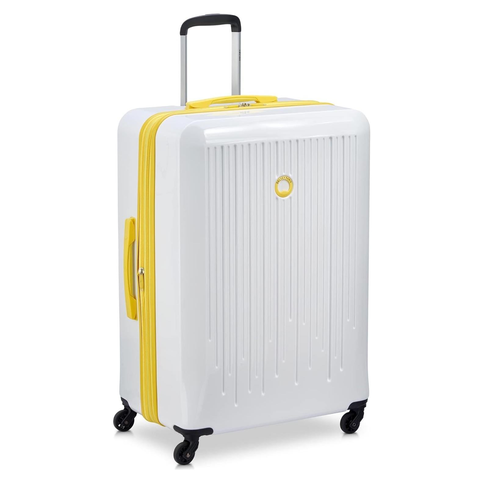 Maleta Expandible Delsey Paris Christine 71 cm Blanca con Amarillo