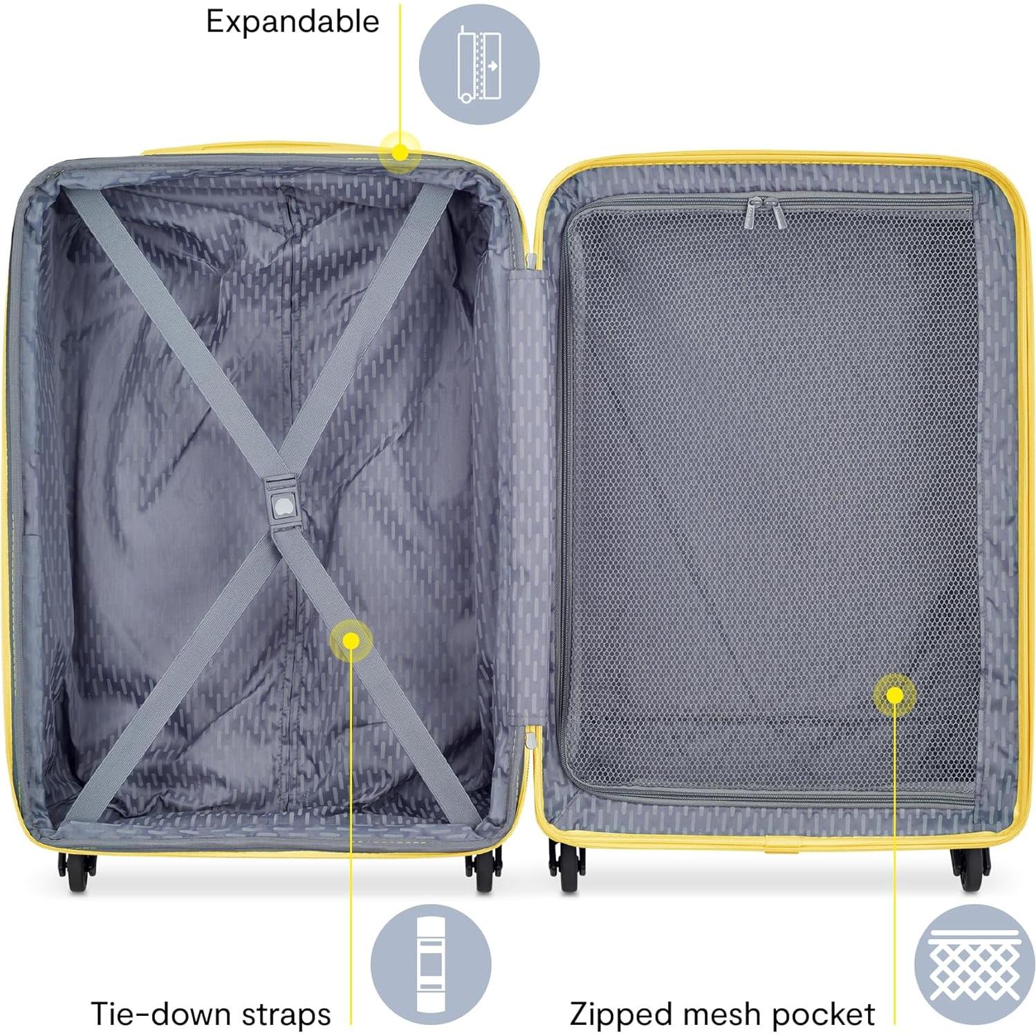 Maleta Expandible Delsey Paris Christine 71 cm Blanca con Amarillo