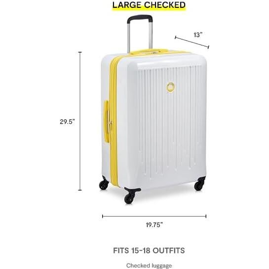 Maleta Expandible Delsey Paris Christine 71 cm Blanca con Amarillo