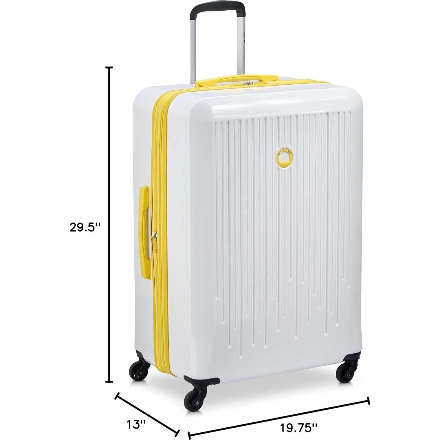 Maleta Expandible Delsey Paris Christine 71 cm Blanca con Amarillo