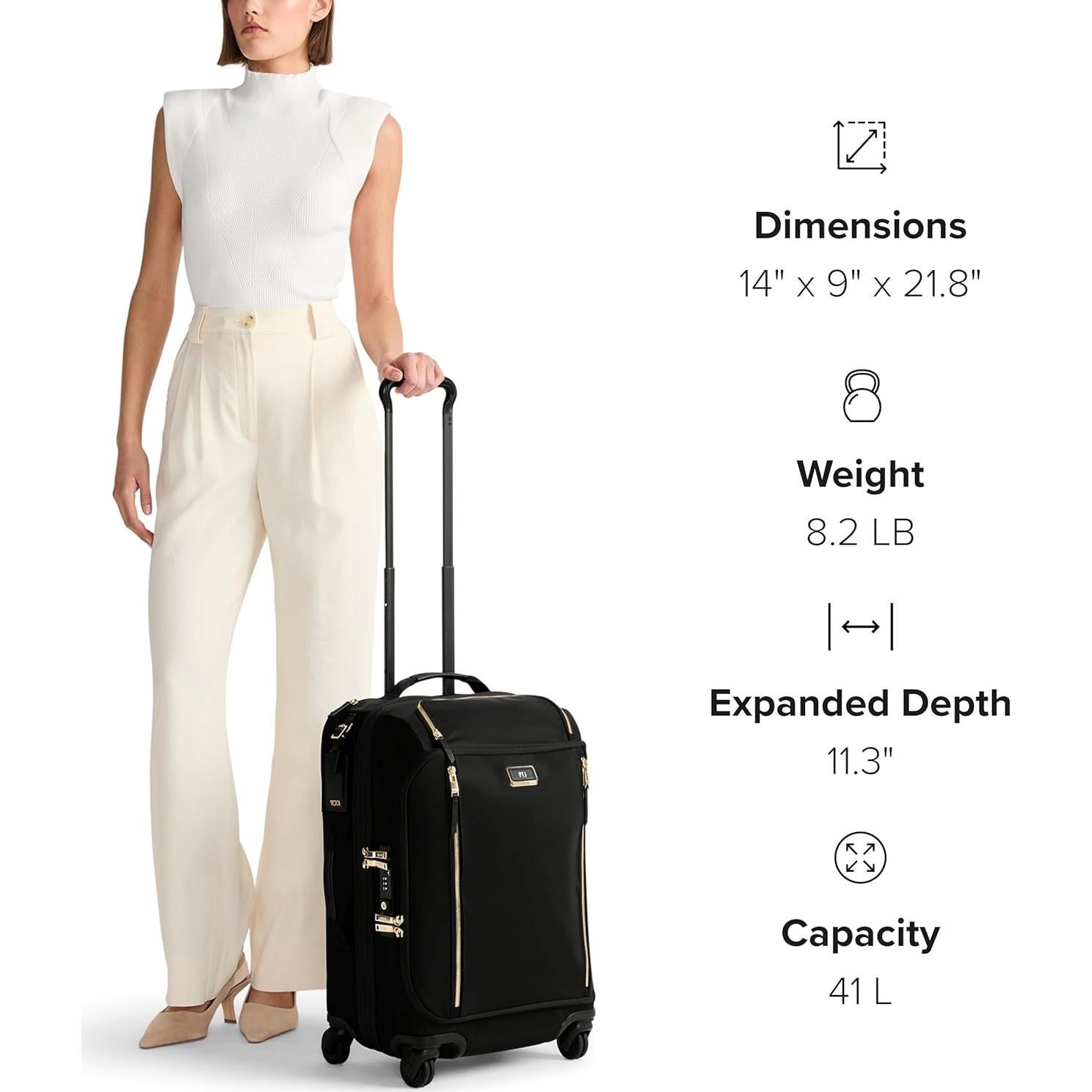 Maleta TUMI Voyageur Leger 21.8" Expandible Negra/Dorada