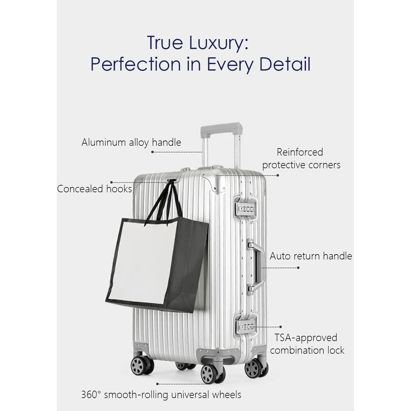 Maleta de Mano HotWay 20 Pulgadas Aluminio Plateada TSA