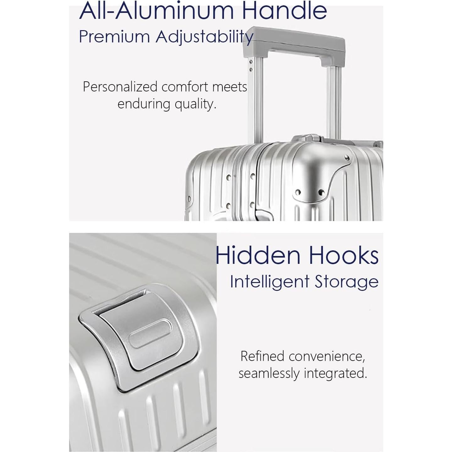 Maleta de Mano HotWay 20 Pulgadas Aluminio Plateada TSA