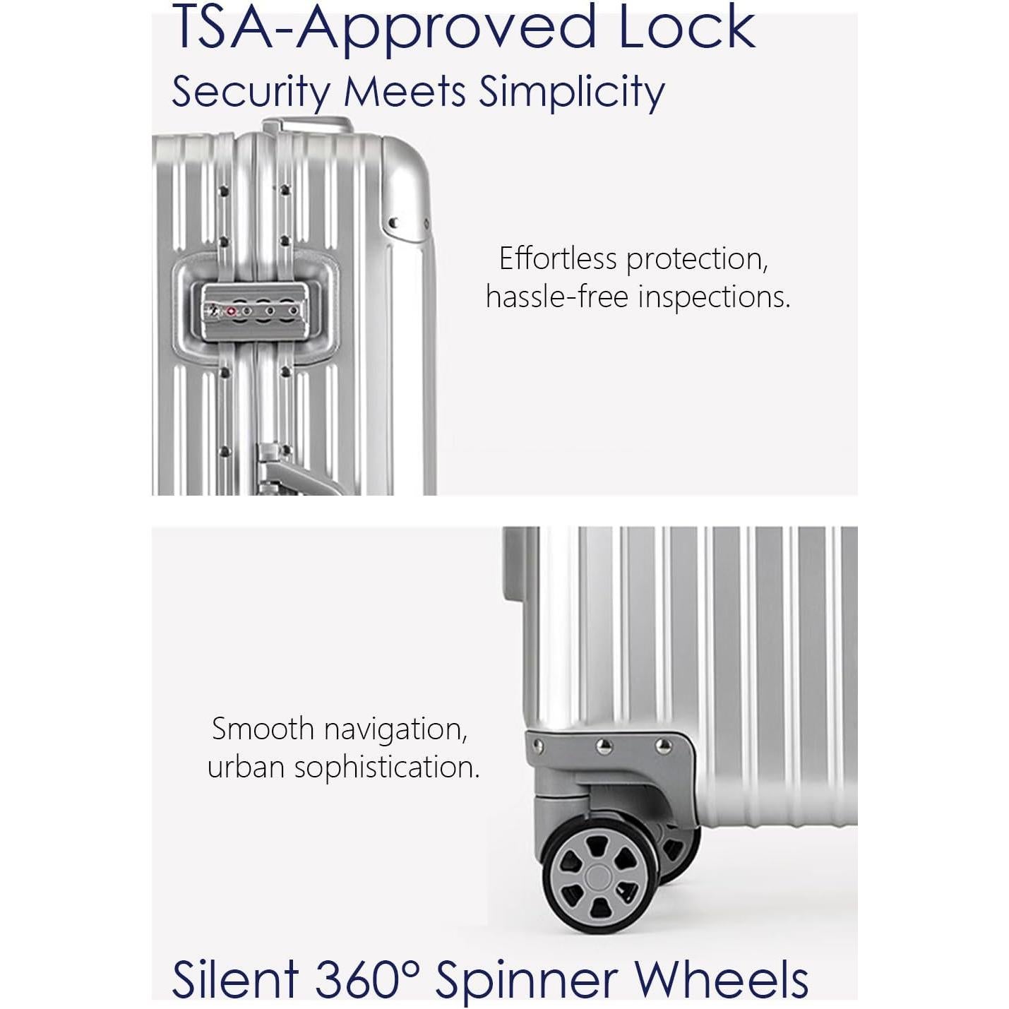 Maleta de Mano HotWay 20 Pulgadas Aluminio Plateada TSA