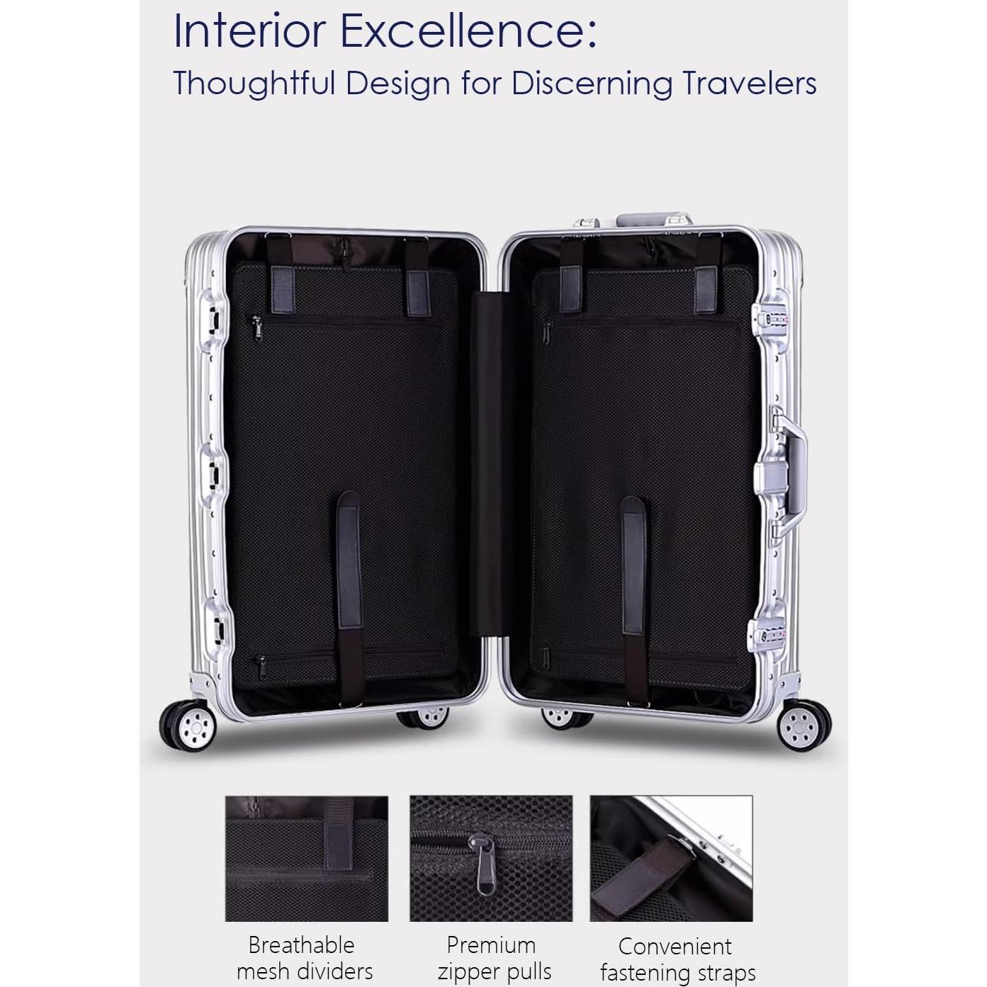 Maleta de Mano HotWay 20 Pulgadas Aluminio Plateada TSA