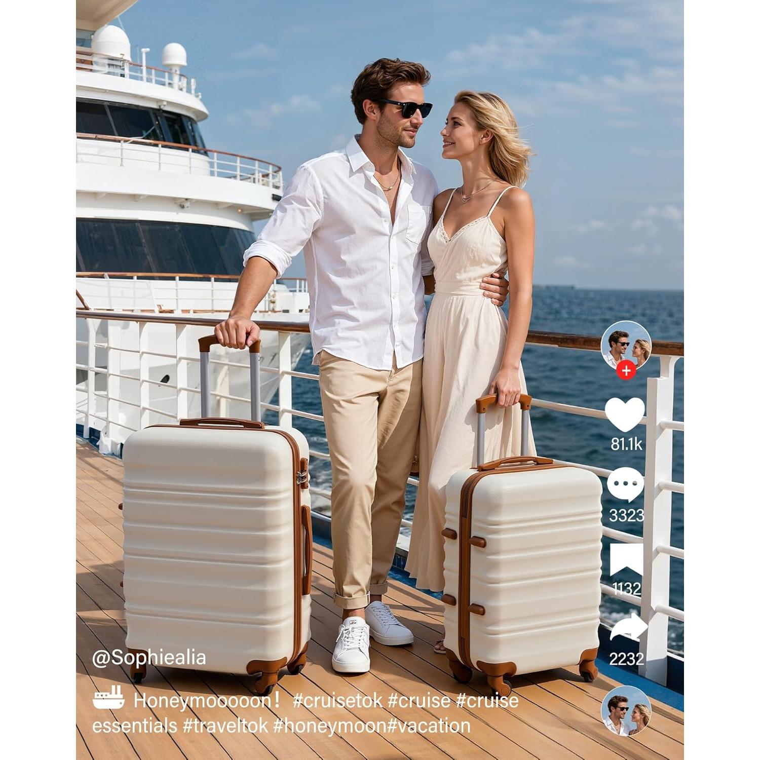 Set de Maletas de 6 Piezas Long Vacation Beige-Marrón