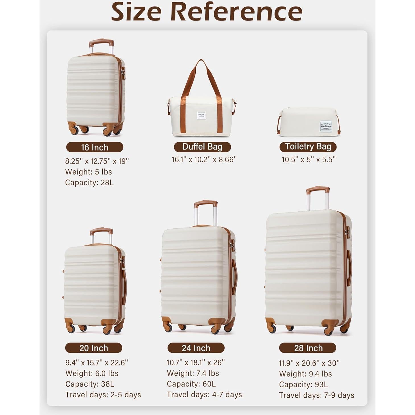 Set de Maletas de 6 Piezas Long Vacation Beige-Marrón