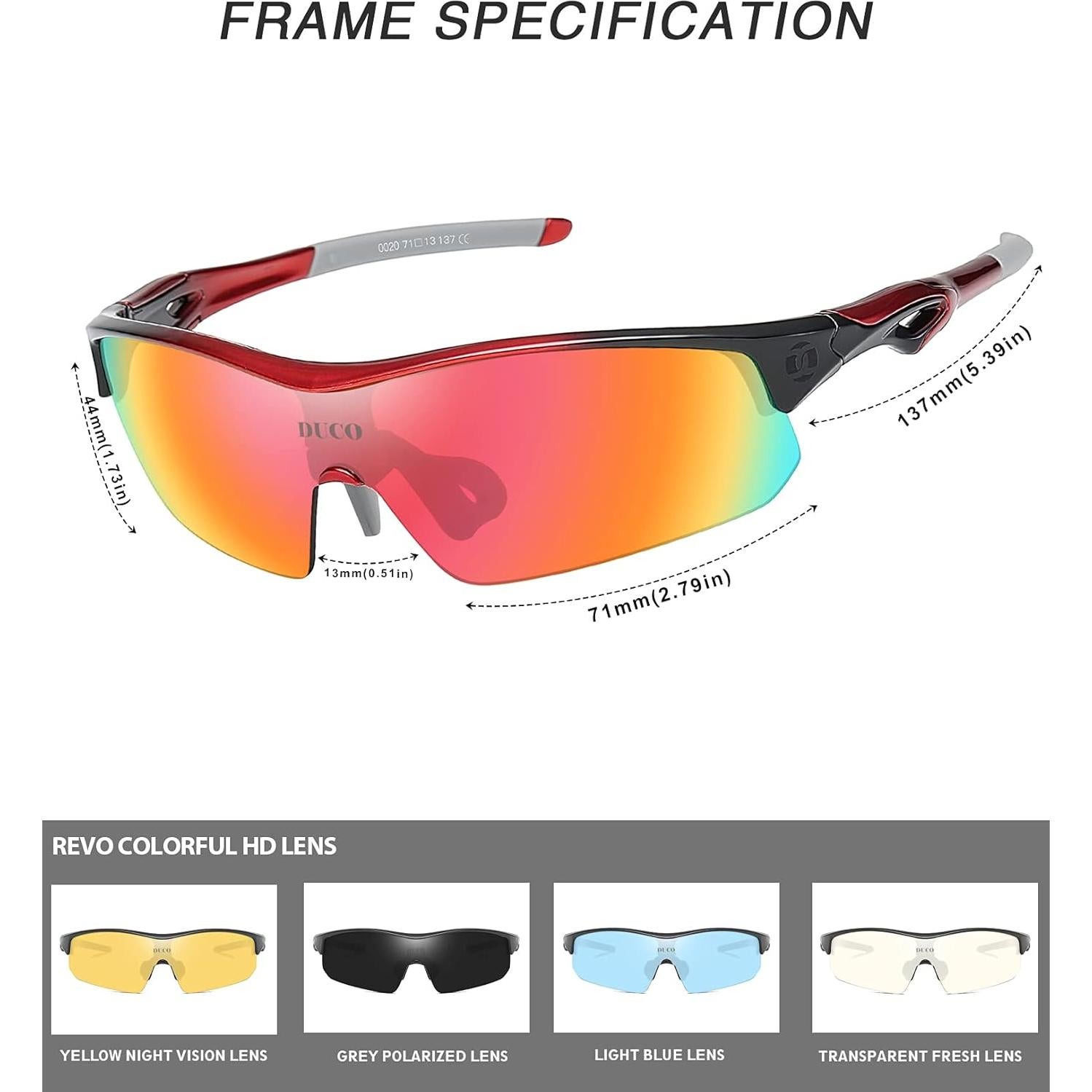 Gafas de sol deportivas DUCO con 5 lentes intercambiables