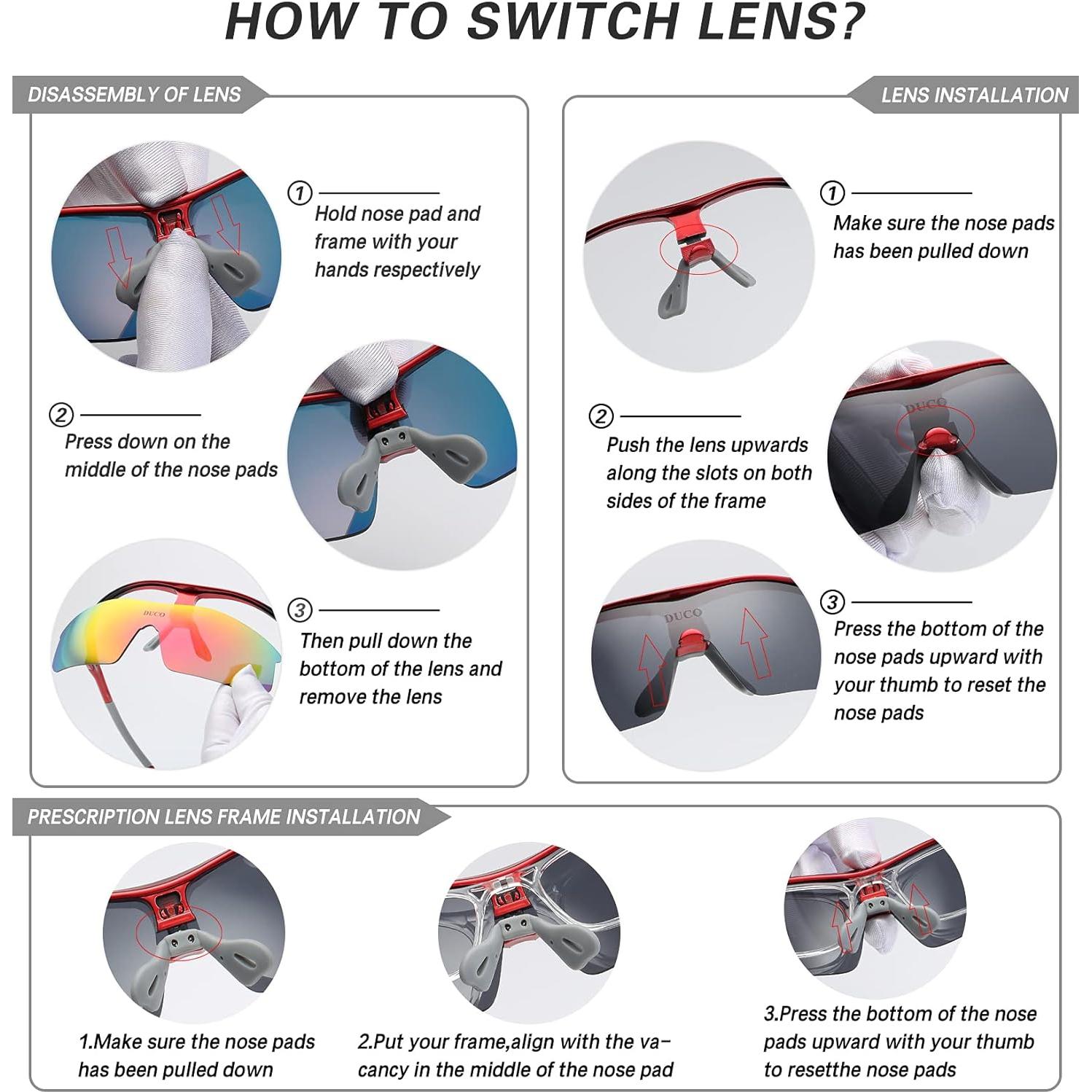 Gafas de sol deportivas DUCO con 5 lentes intercambiables