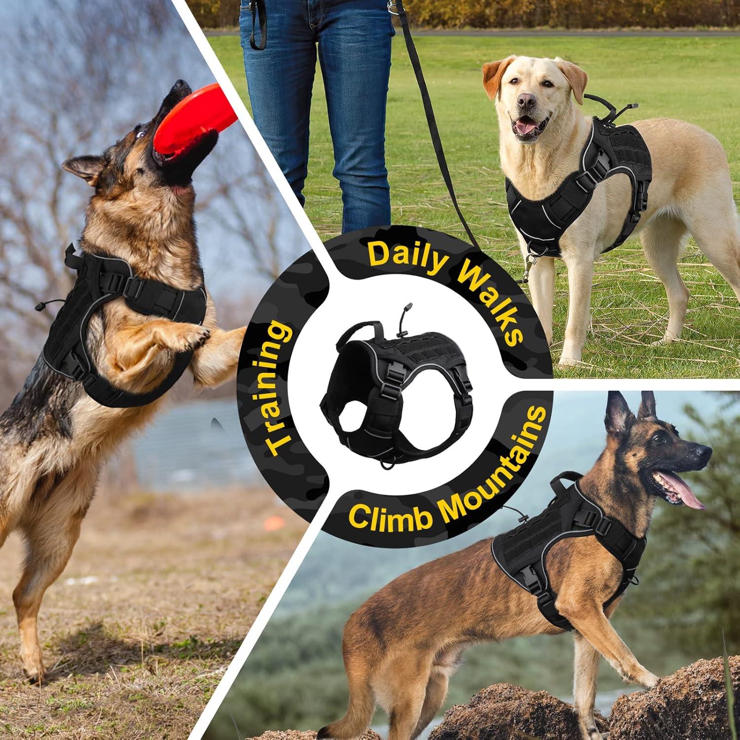 Arnés Táctico WINGOIN Negro para Perros Grandes Ajustable