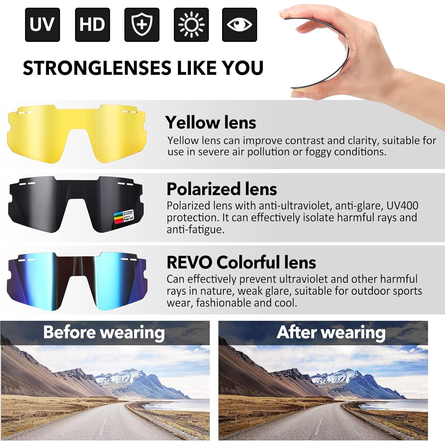 Gafas de Sol Polarizadas TR90 con 3 Lentes UV400