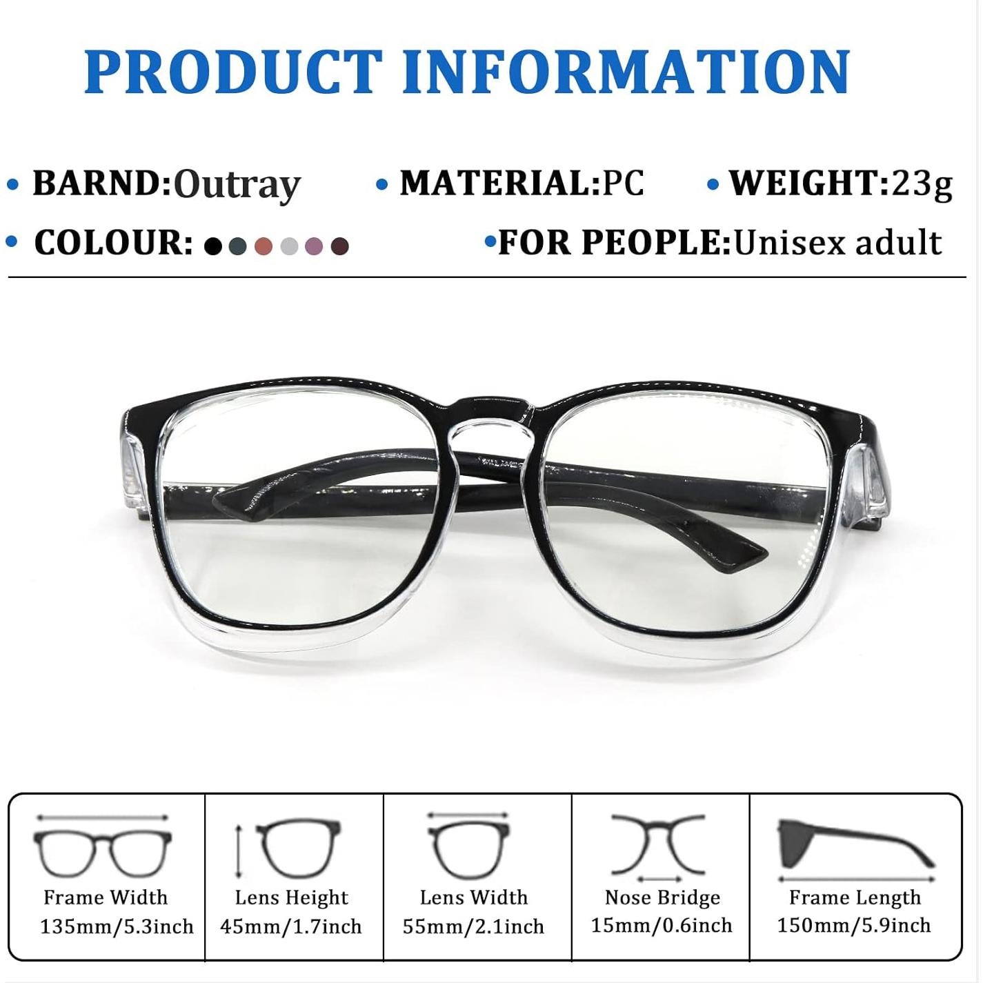 Gafas de seguridad Outray 2 pares antiempañantes y luz azul