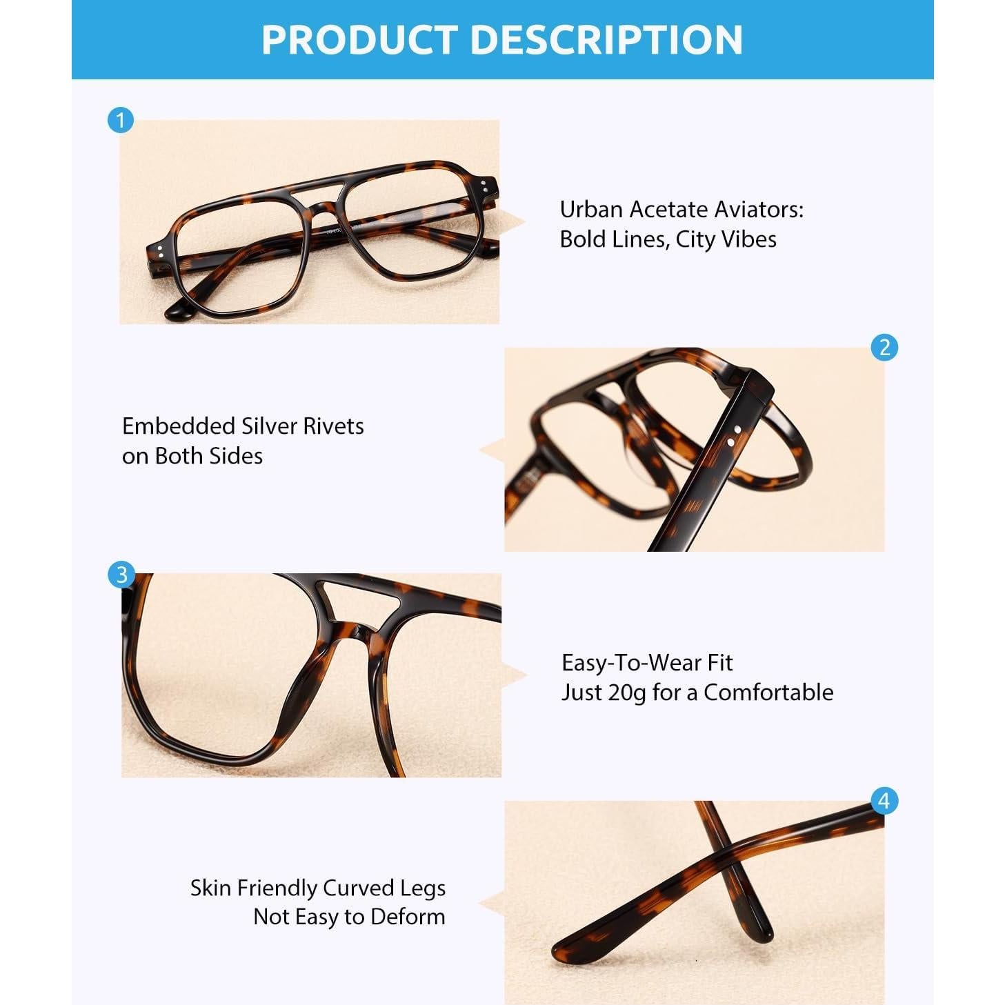 Gafas Firmoo Aviador Bloqueadoras de Luz Azul para Mujer