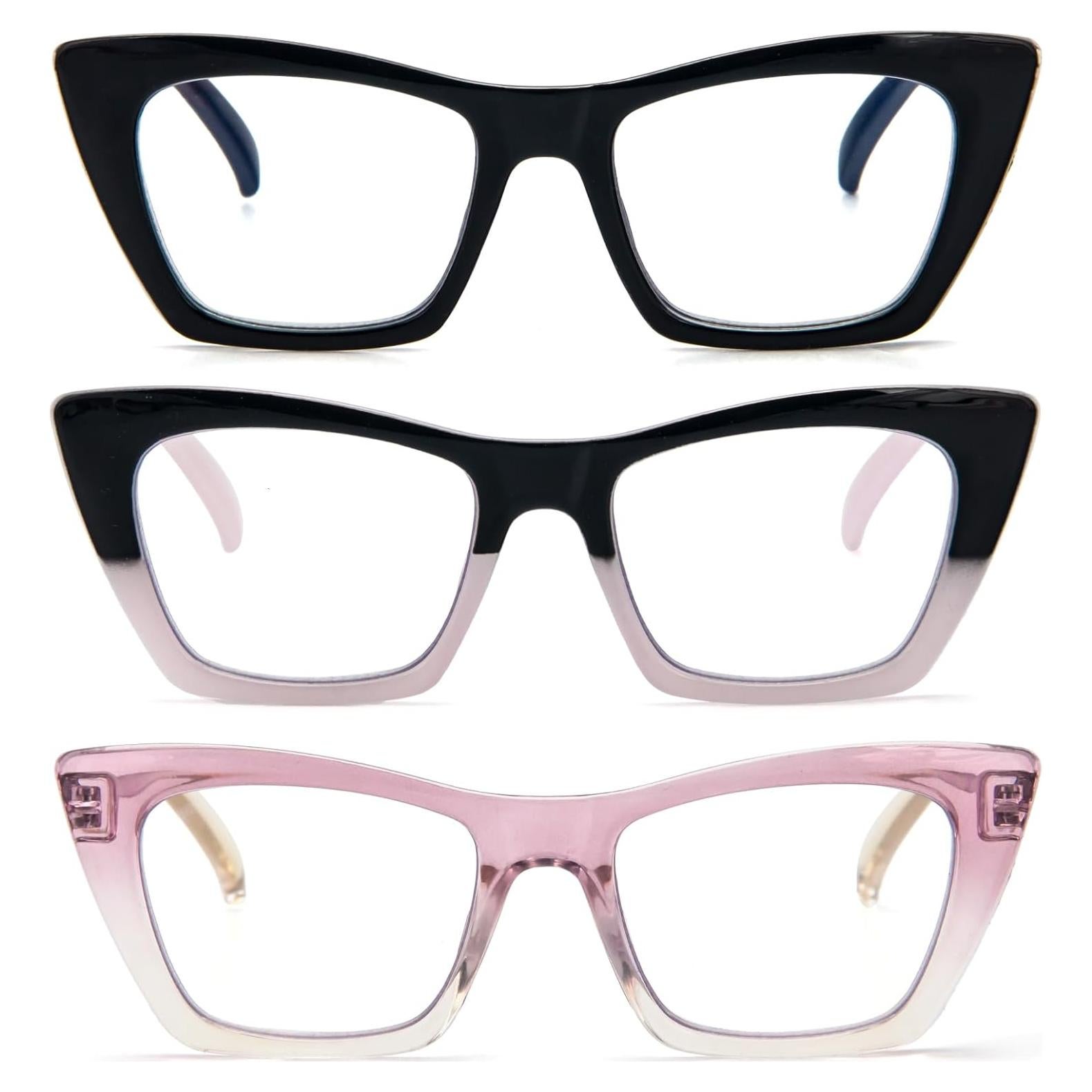 3 Paquete Gafas de Lectura HONGFA Gato Ojo Bloqueo Luz Azul