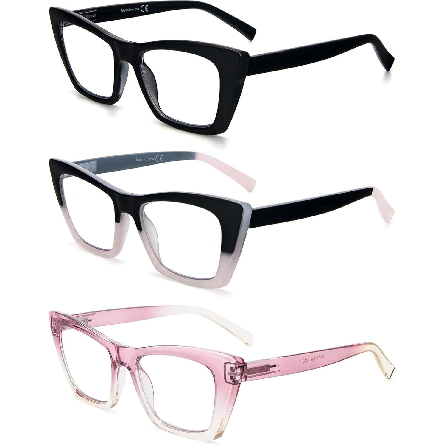 3 Paquete Gafas de Lectura HONGFA Gato Ojo Bloqueo Luz Azul