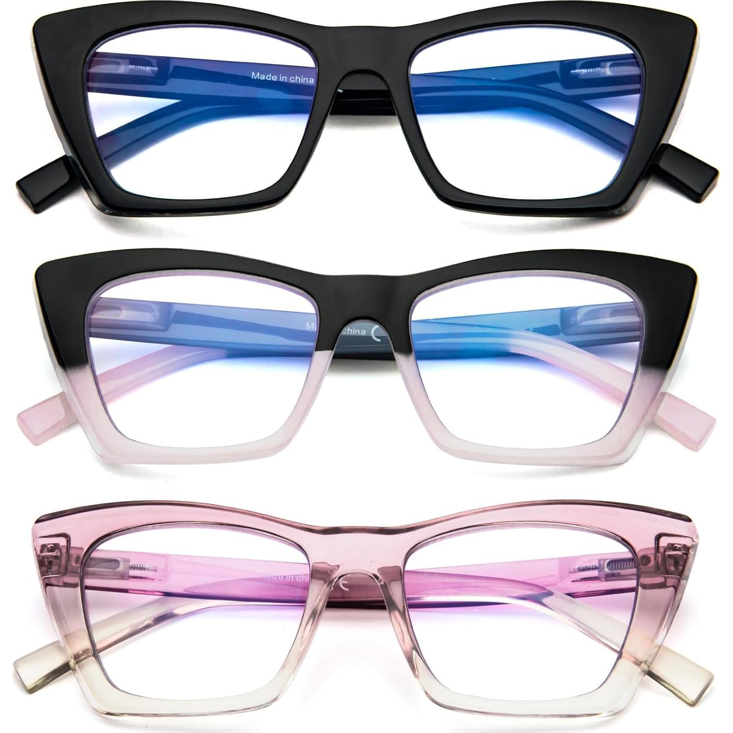 3 Paquete Gafas de Lectura HONGFA Gato Ojo Bloqueo Luz Azul