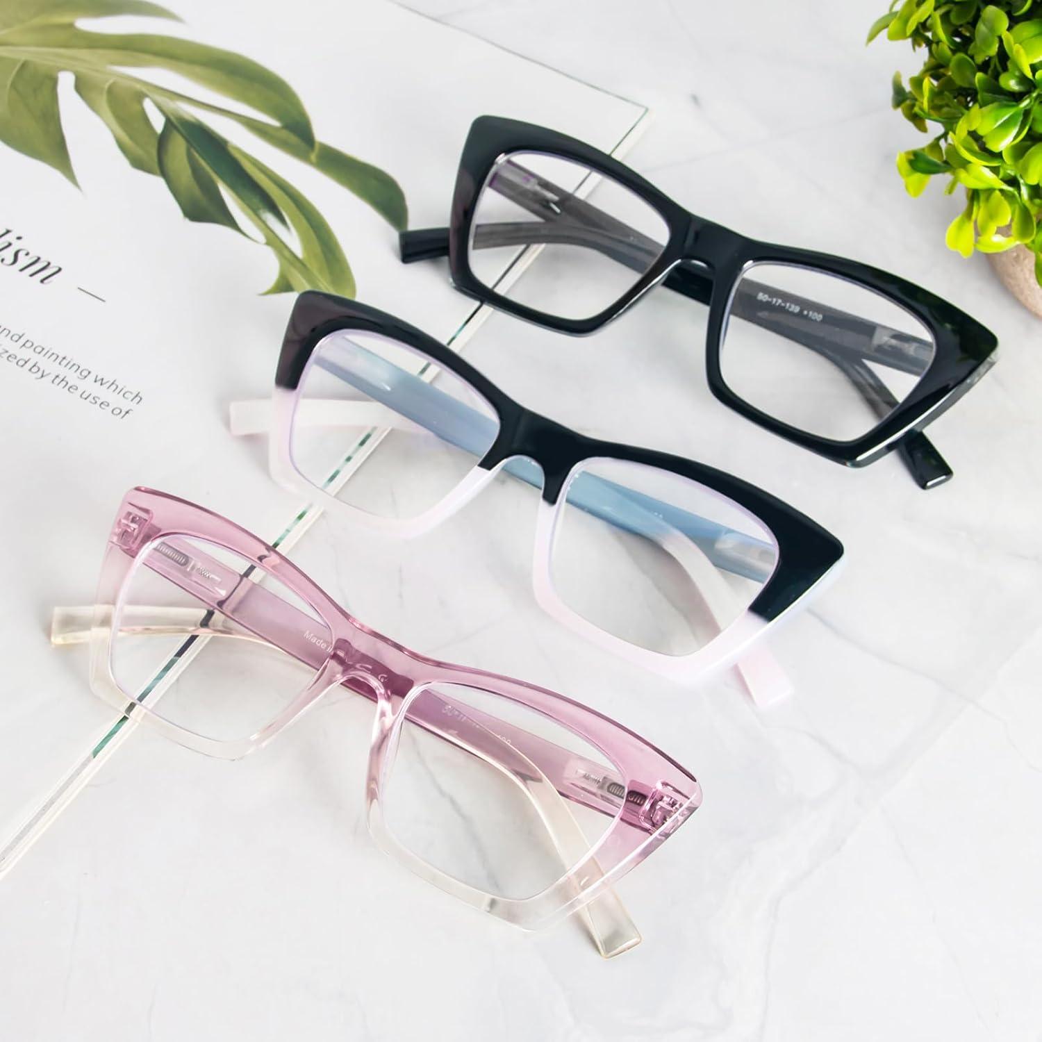 3 Paquete Gafas de Lectura HONGFA Gato Ojo Bloqueo Luz Azul