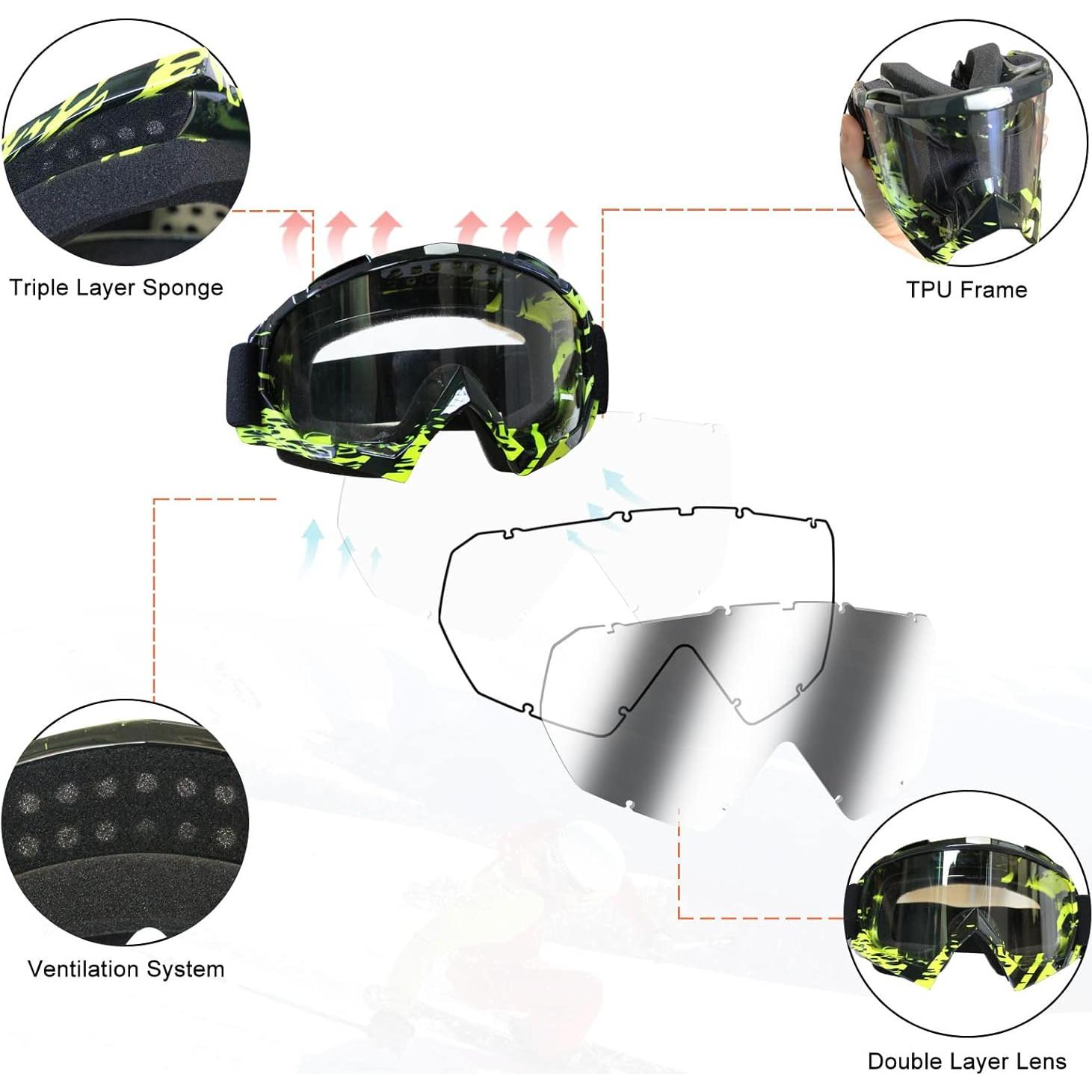 Gafas de Motocross ZukMi Unisex Verde Lente Clara