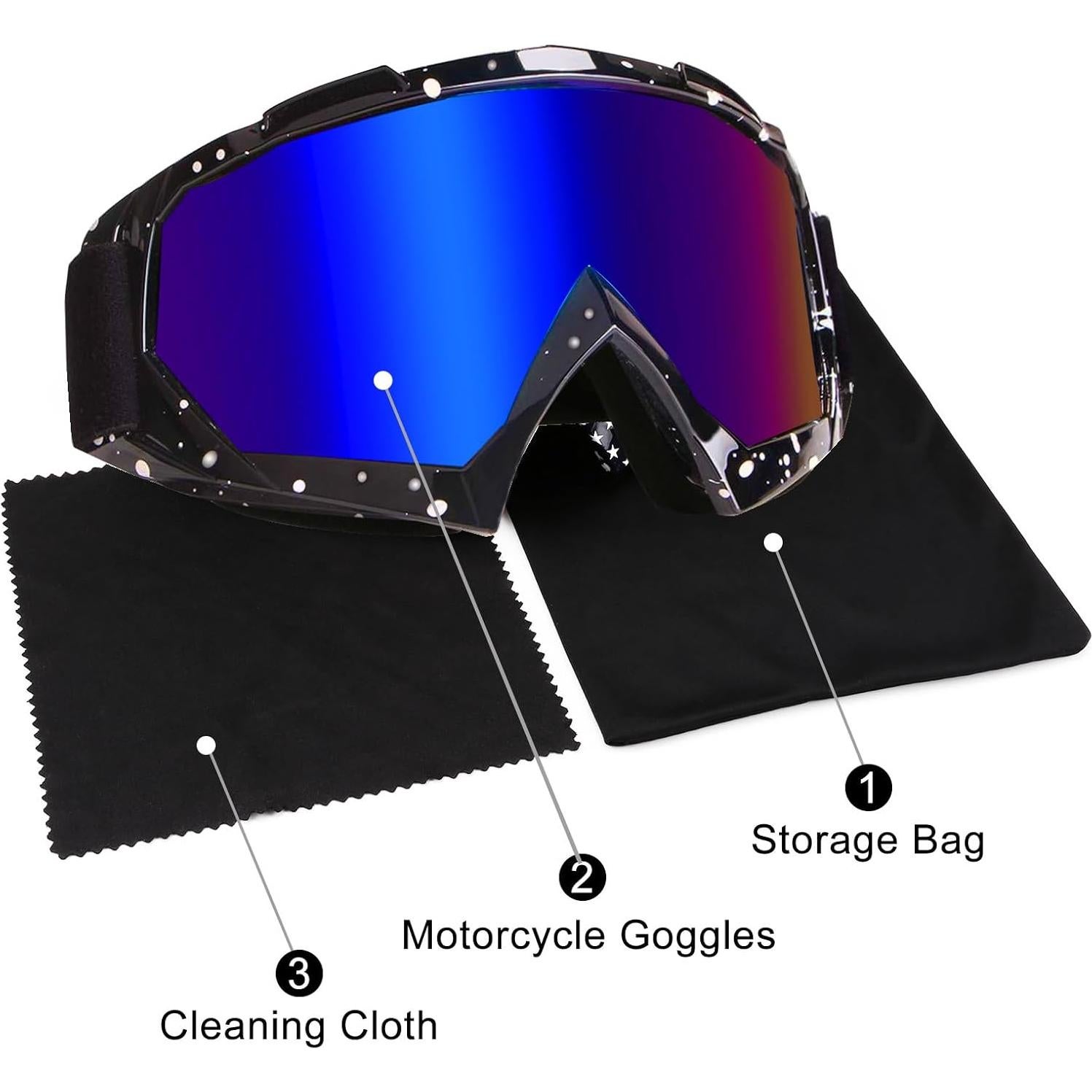 Gafas de Motocross ZukMi Negro Lente Plateada Ajustables