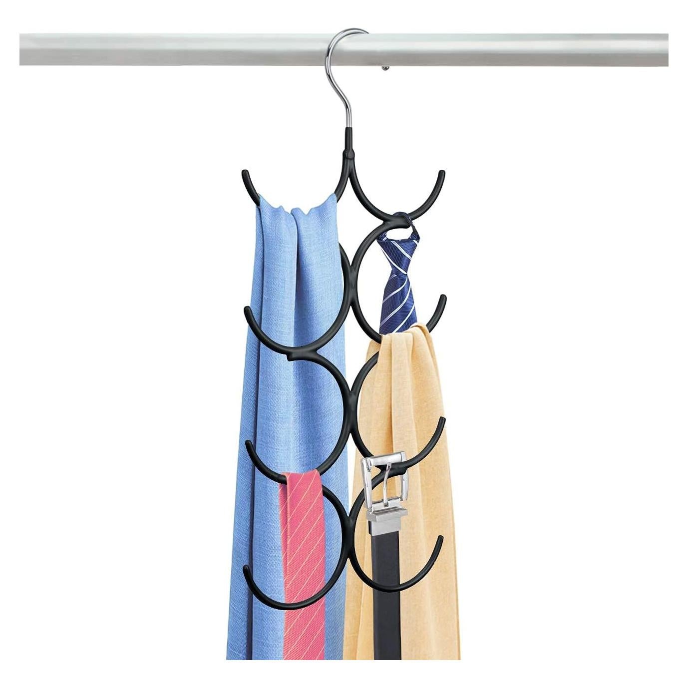 Organizador de Bufandas YiZhi, Perchero de Metal 8 Ganchos Negro