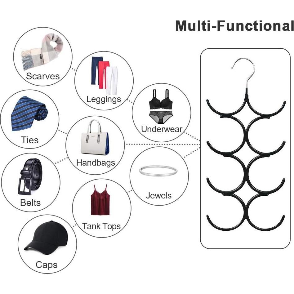 Organizador de Bufandas YiZhi, Perchero de Metal 8 Ganchos Negro