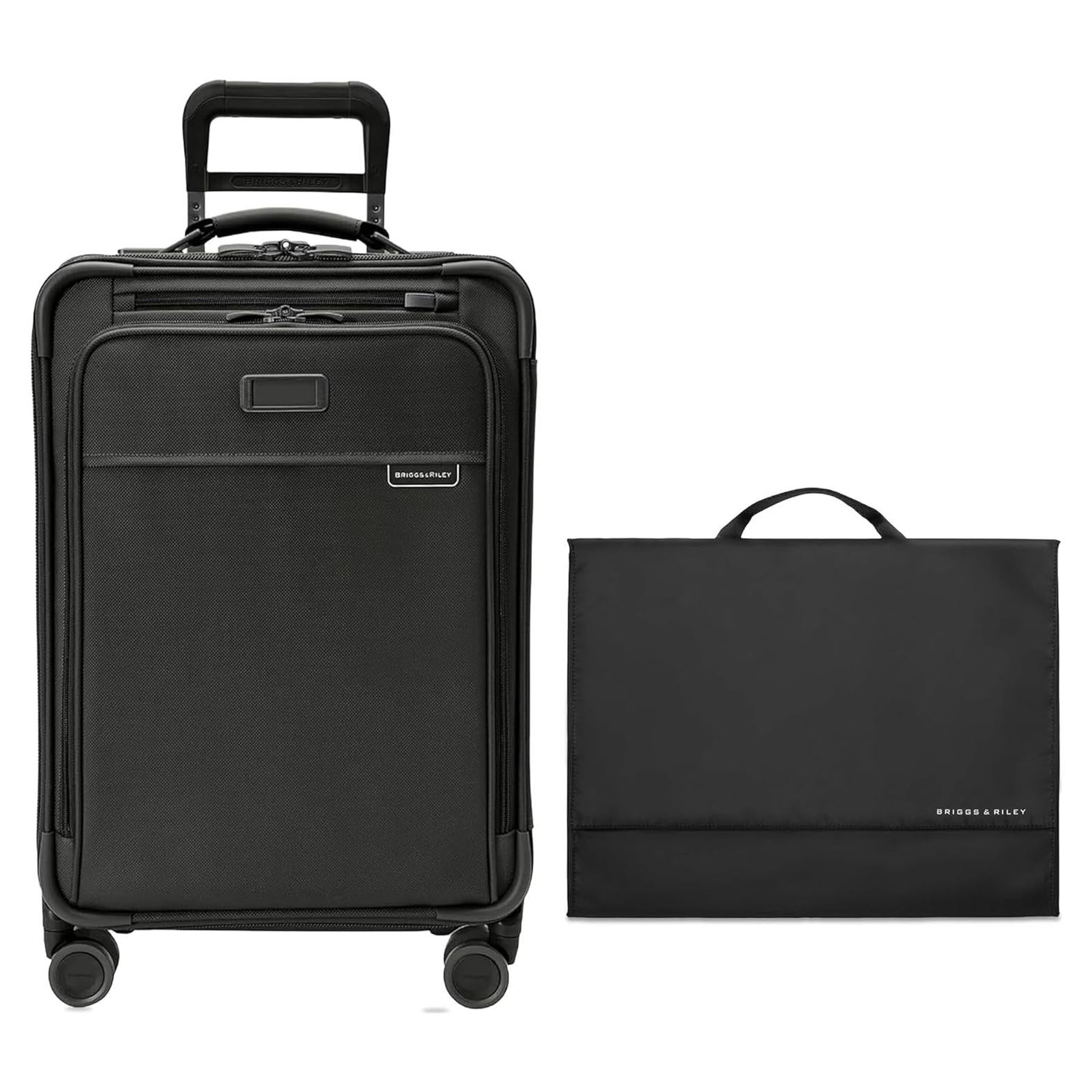 Maleta Expandible Briggs & Riley 56 cm con Carpeta de Ropa - Negro