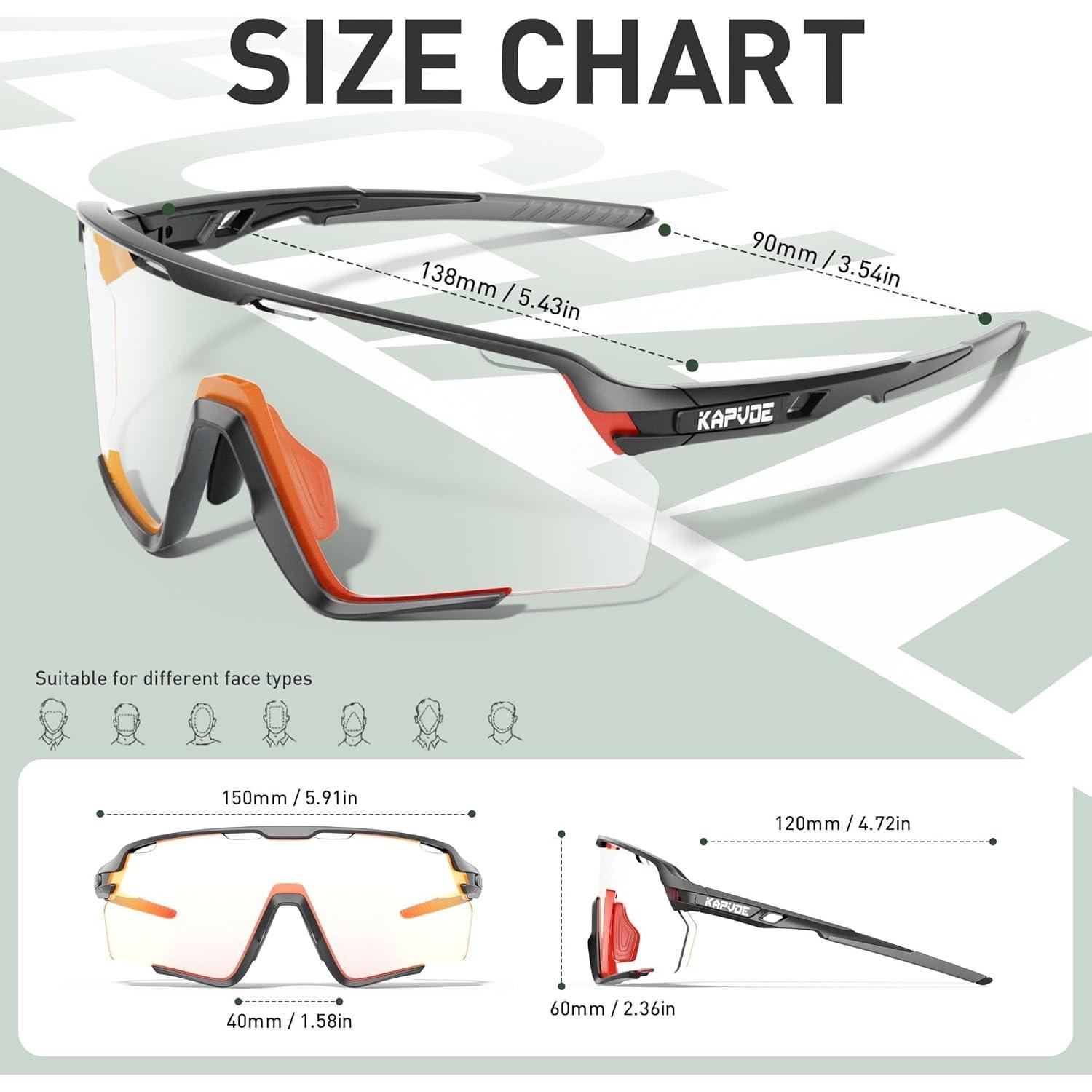 Gafas de Ciclismo Fotoquímicas KAPVOE UV400 para MTB