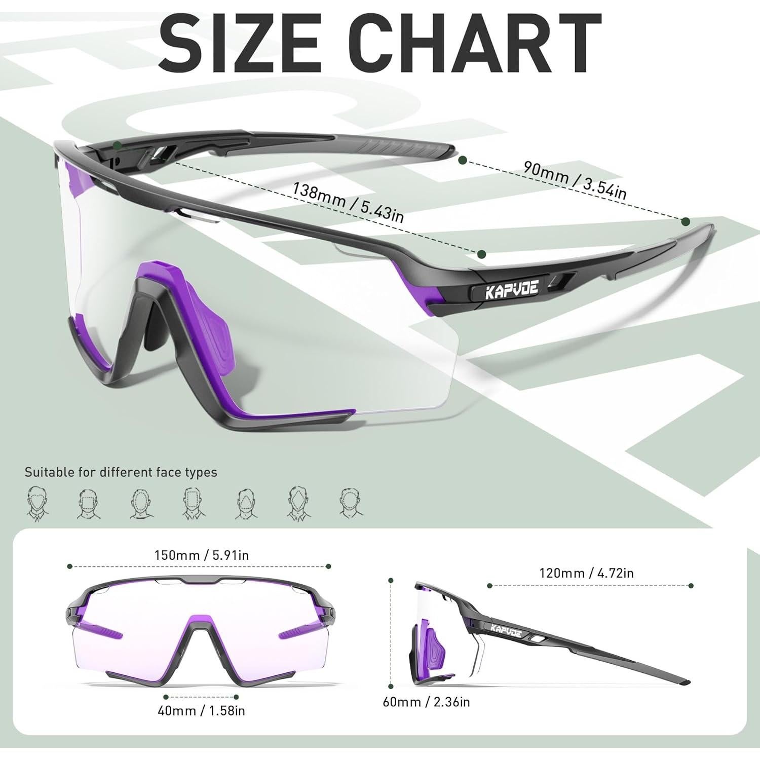Gafas de Ciclismo Fotochromic KAPVOE UV400 para MTB