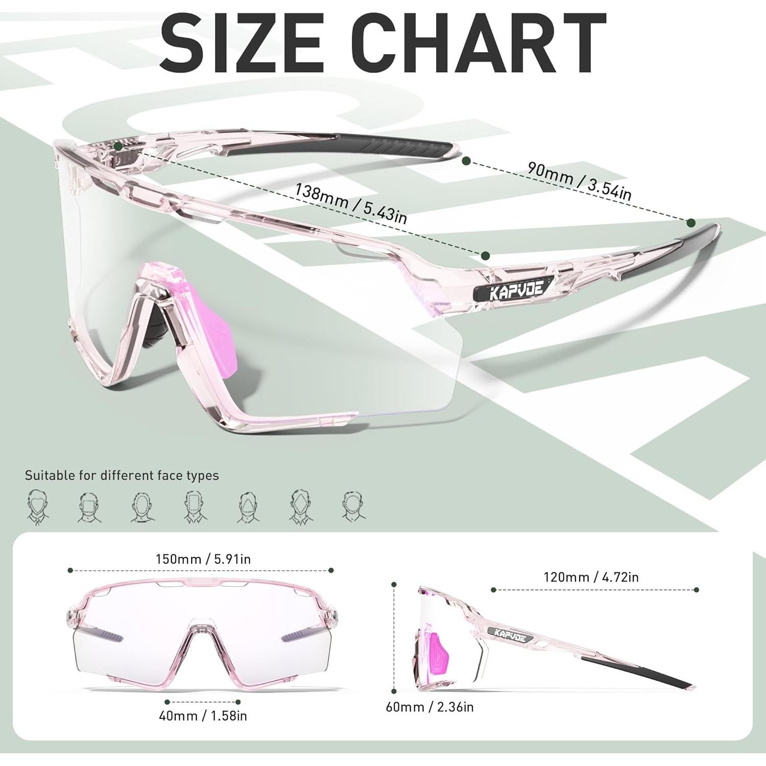 Gafas de Ciclismo KAPVOE Fotochromic UV400 para MTB