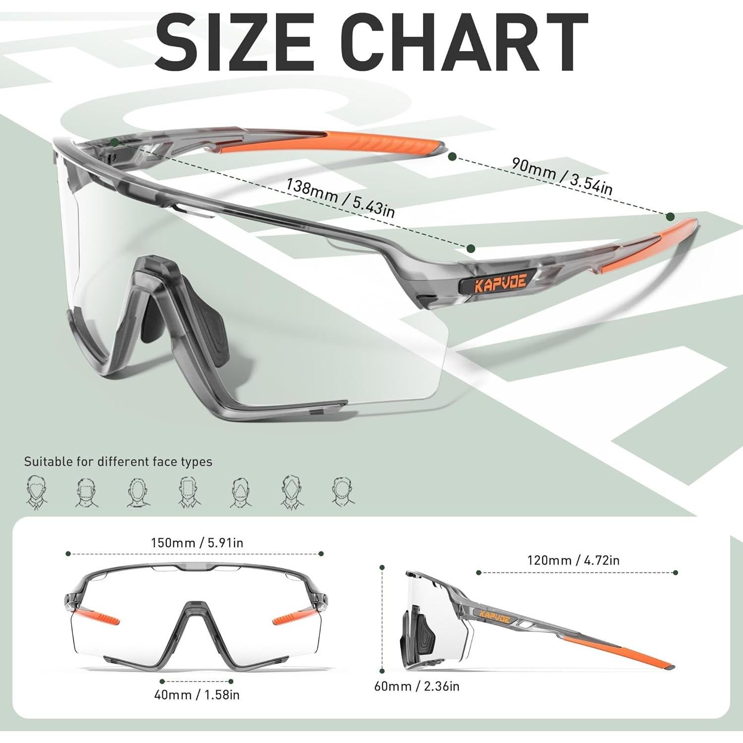 Gafas de Ciclismo KAPVOE Fotochromic UV400 para MTB