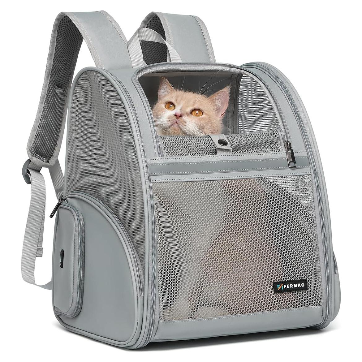 Mochila Transportadora para Gatos FERMAO Gris 6.8 kg