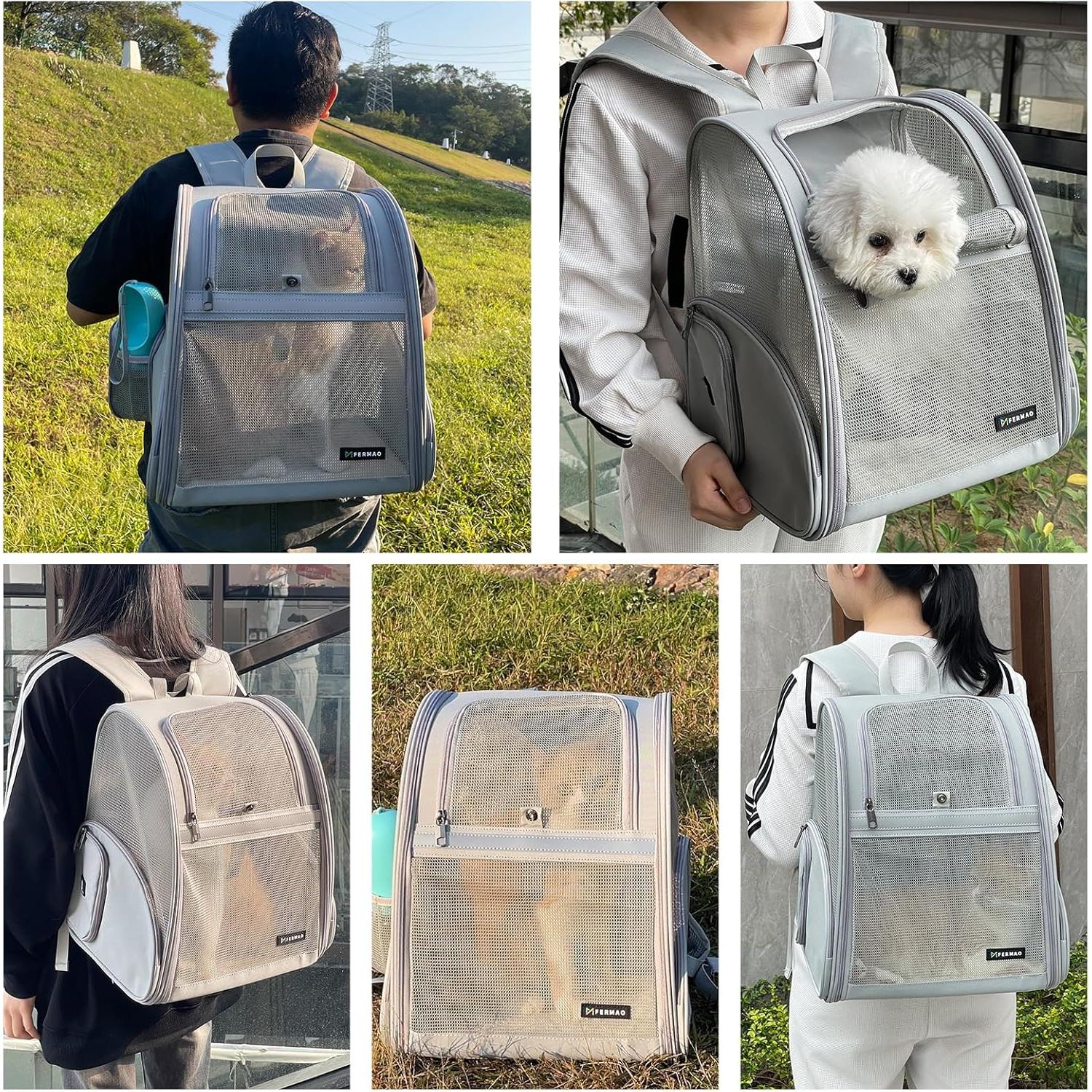 Mochila Transportadora para Gatos FERMAO Gris 6.8 kg