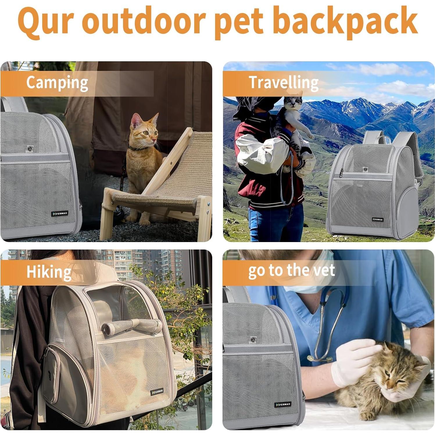 Mochila Transportadora para Gatos FERMAO Gris 6.8 kg