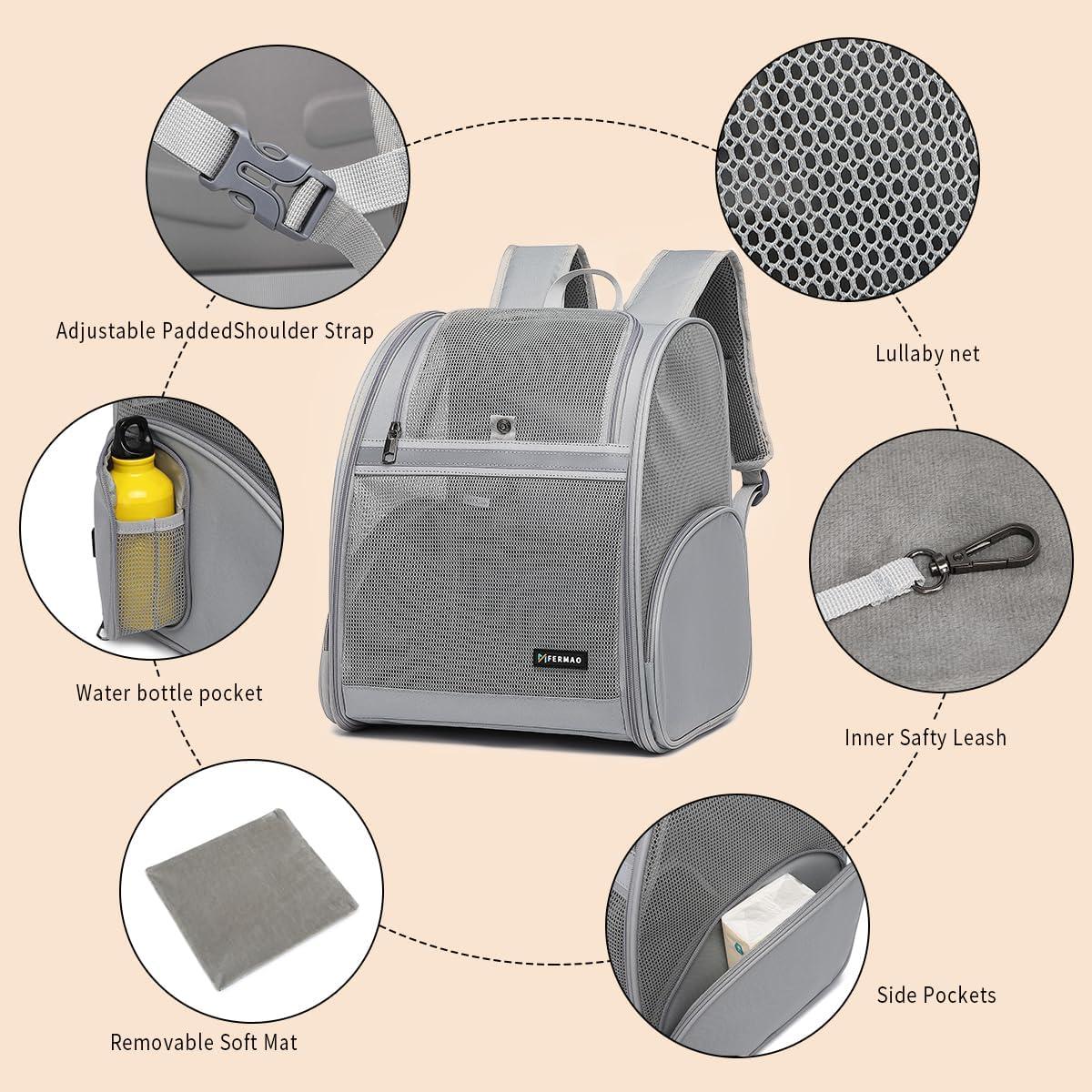 Mochila Transportadora para Gatos FERMAO Gris 6.8 kg